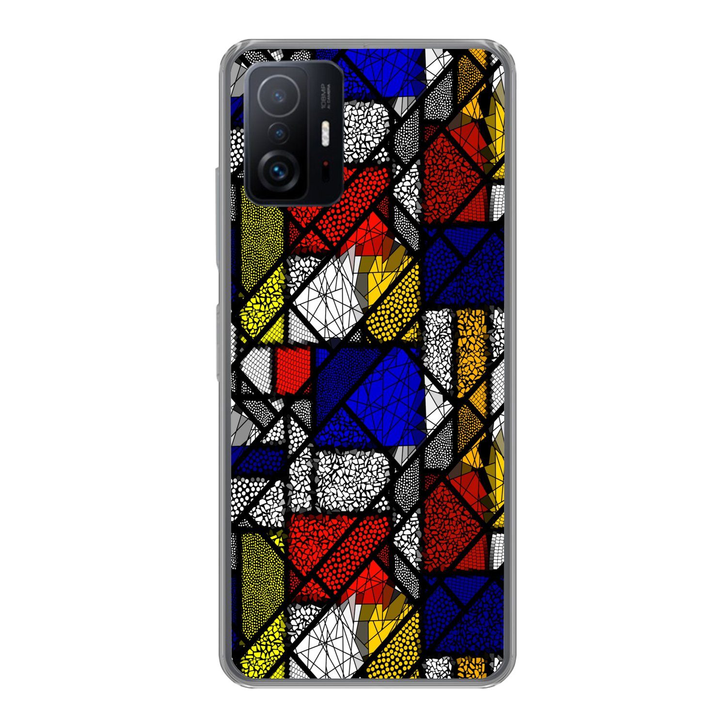 MuchoWow Handyhülle für Xiaomi 11 Lite 5G NE Mondrian - Glasmalerei - Alte Meister - Kunst, Phone Case, Silikon, Schutzhülle Dünn
