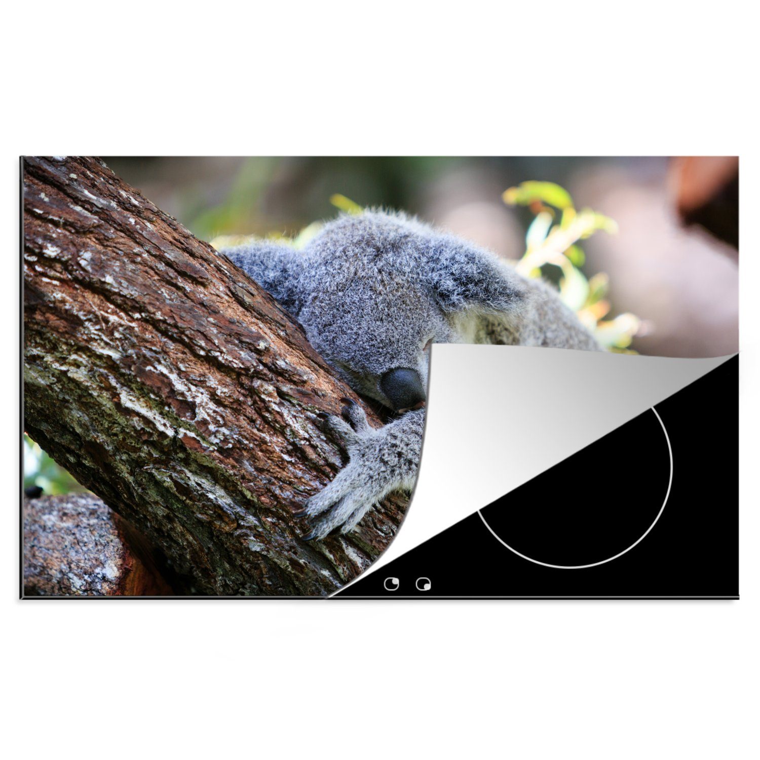 MuchoWow Herdblende-/Abdeckplatte Koala - Kofferraum - Kuscheltier - Jungen - Mädchen, Vinyl, (1 tlg), 81x52 cm, Induktionskochfeld Schutz für die küche, Ceranfeldabdeckung