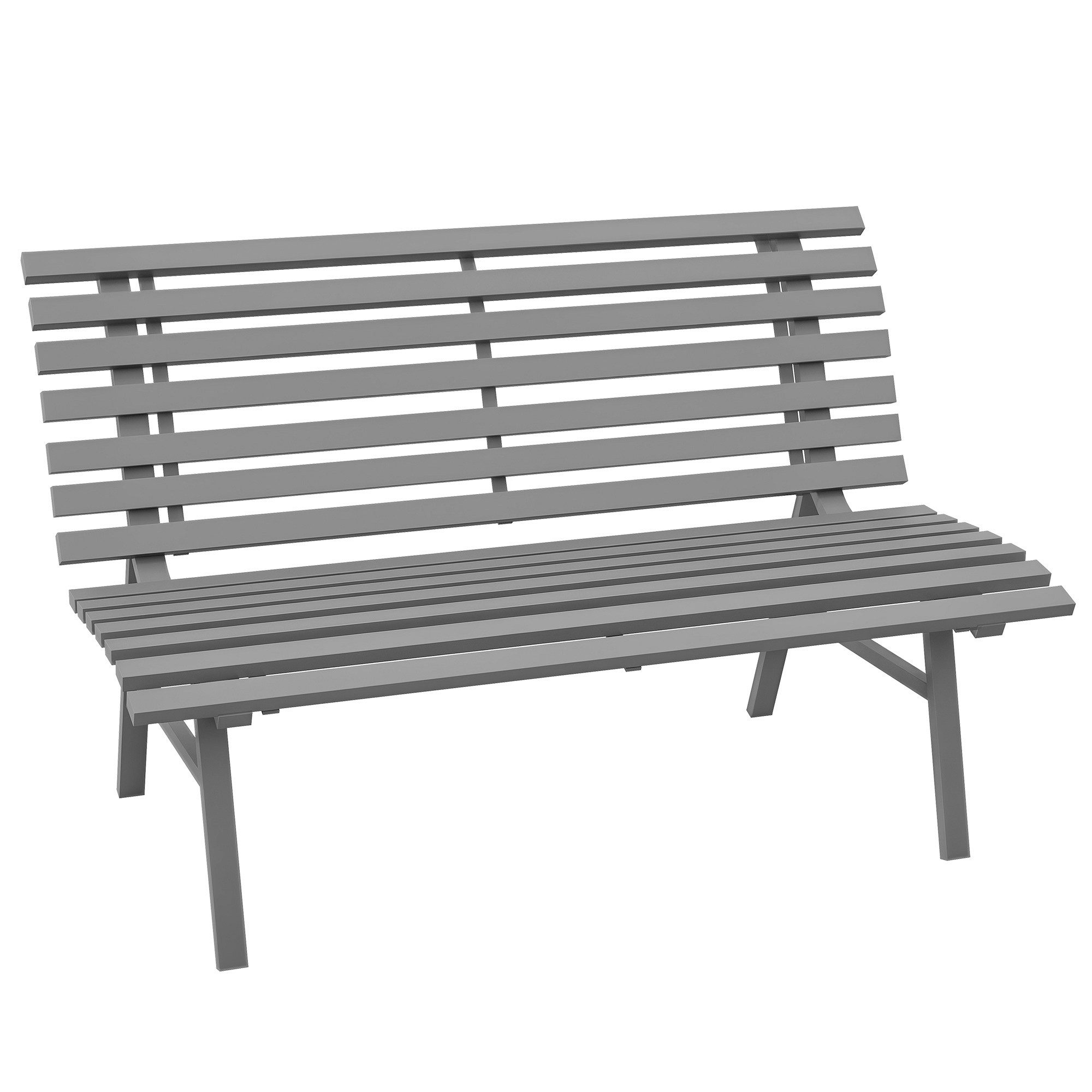 Outsunny Gartenbank Alu, UV-Beständig, mit Lamellen-Design, Parkbank, 240kg belastbar (Sitzbank, 1-St., Balkonbank), Alu, 123 x 67 x 79 cm, Grau