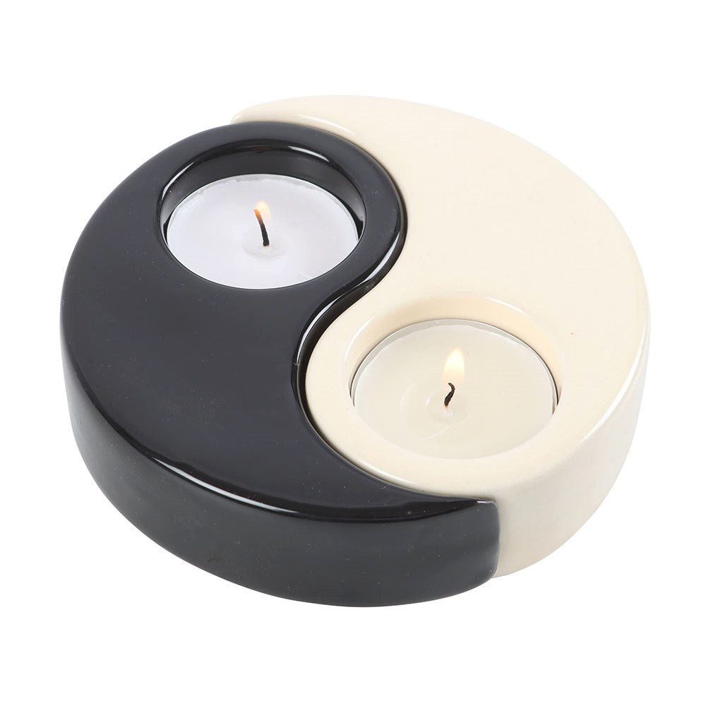 Something Different Teelichthalter Yin Yang Keramik Teelichthalter – Doppelter Vintage Esoterik