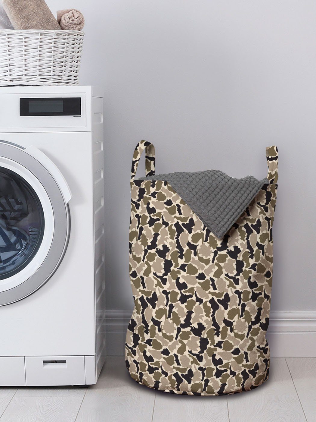 Griffen Abakuhaus Kordelzugverschluss Waschsalons, Wäschesäckchen für mit Spots Erdtönen in Tarnen Wäschekorb