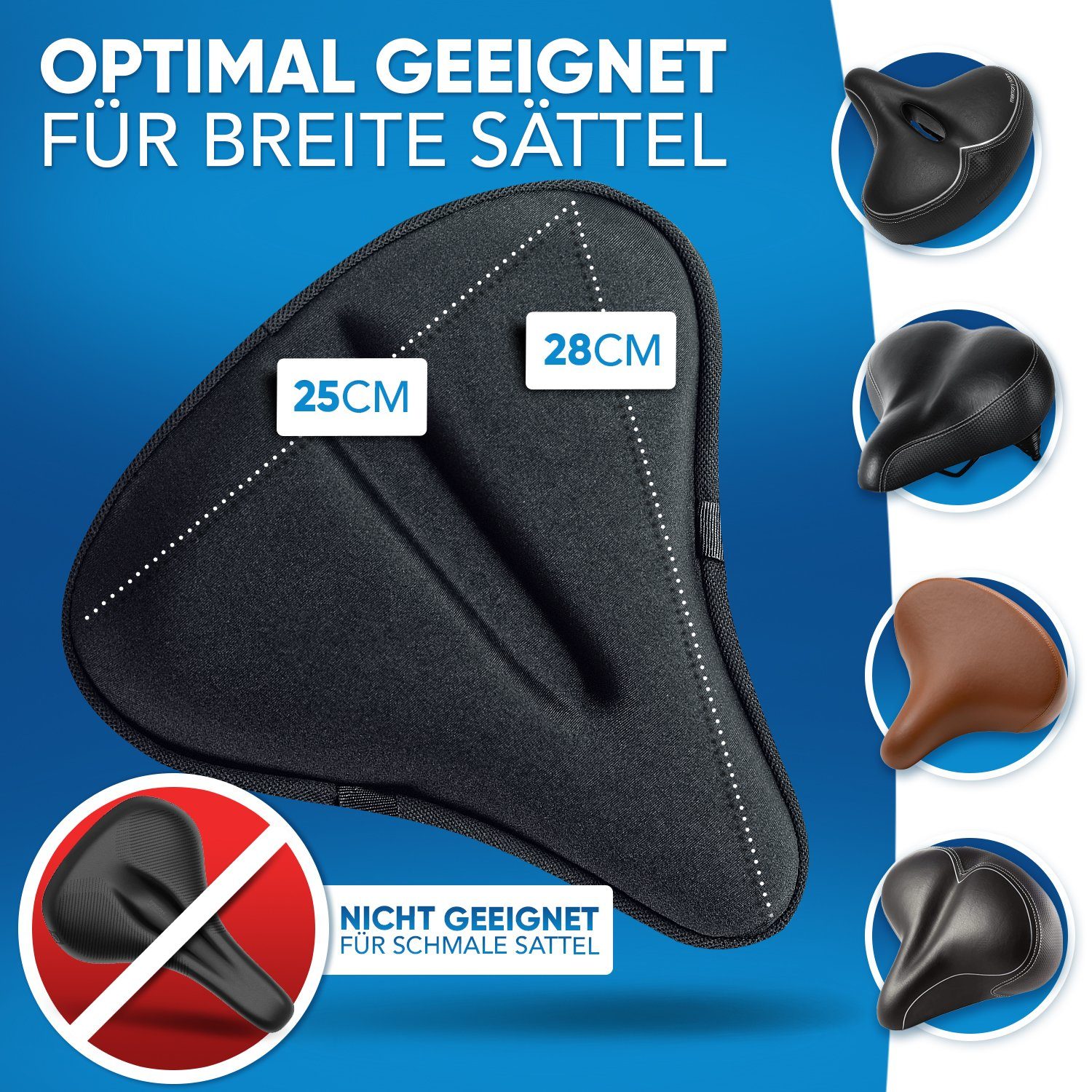 Nextcover Sattelbezug Universal Gel Sattelbezug Fahrrad inkl. Regenschutz