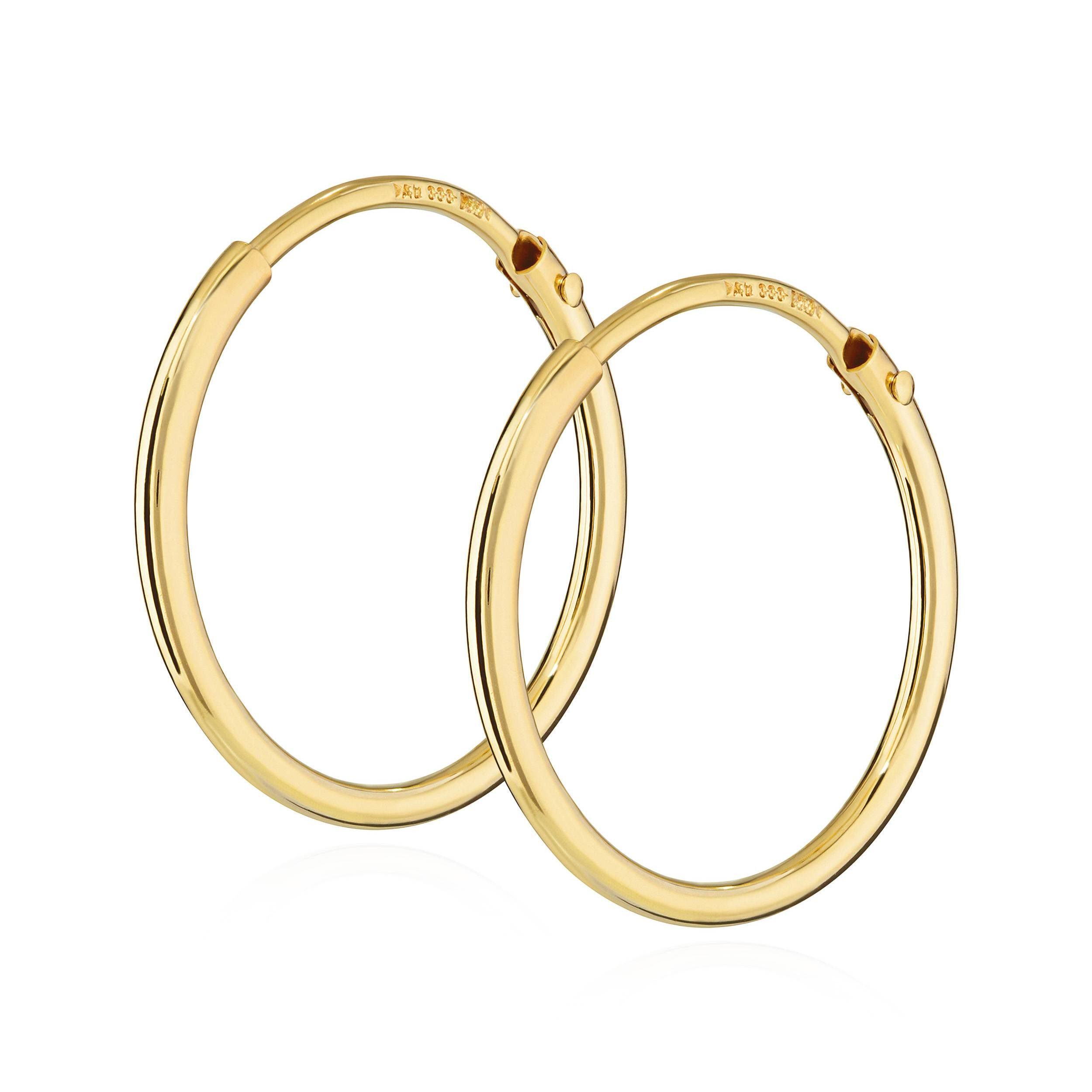 Paar Creolen Paar Herren Creole Echt Gold 333 Ohrring Ohrschmuck Ohrhänger 17,5mm 3