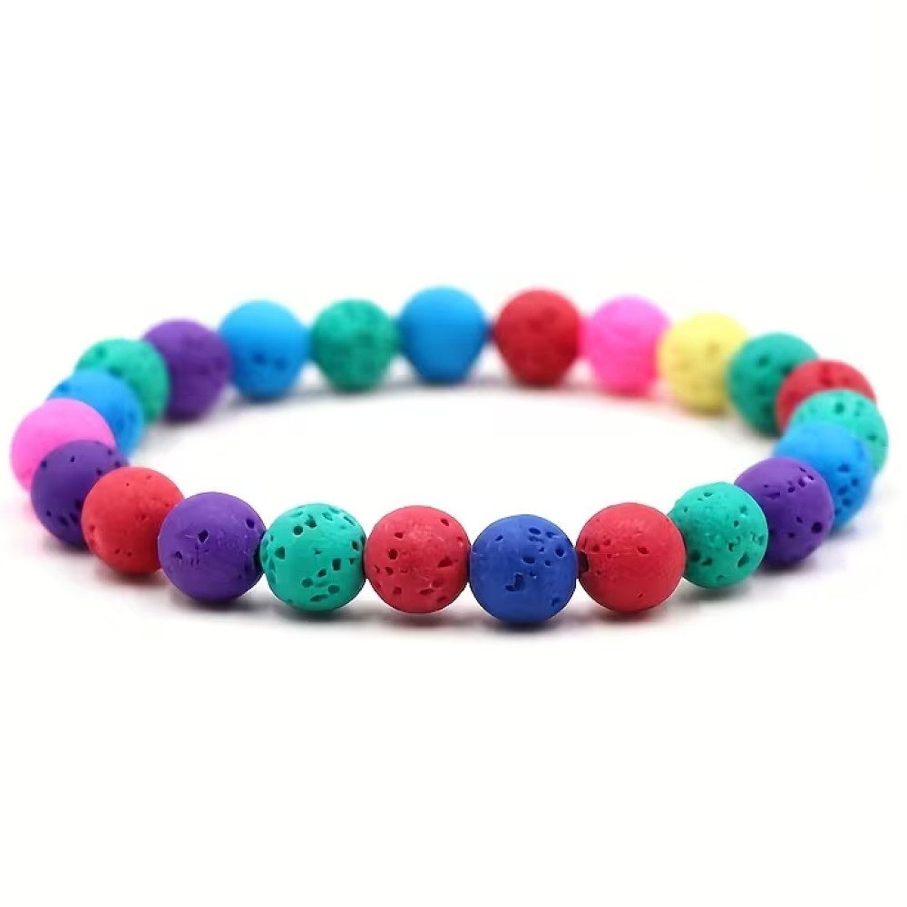 Ware aus aller Welt Armband LGBTQ Pride Armband Lavaperlen 8 mm Regenbogen Style LGBTQ Pride CSD