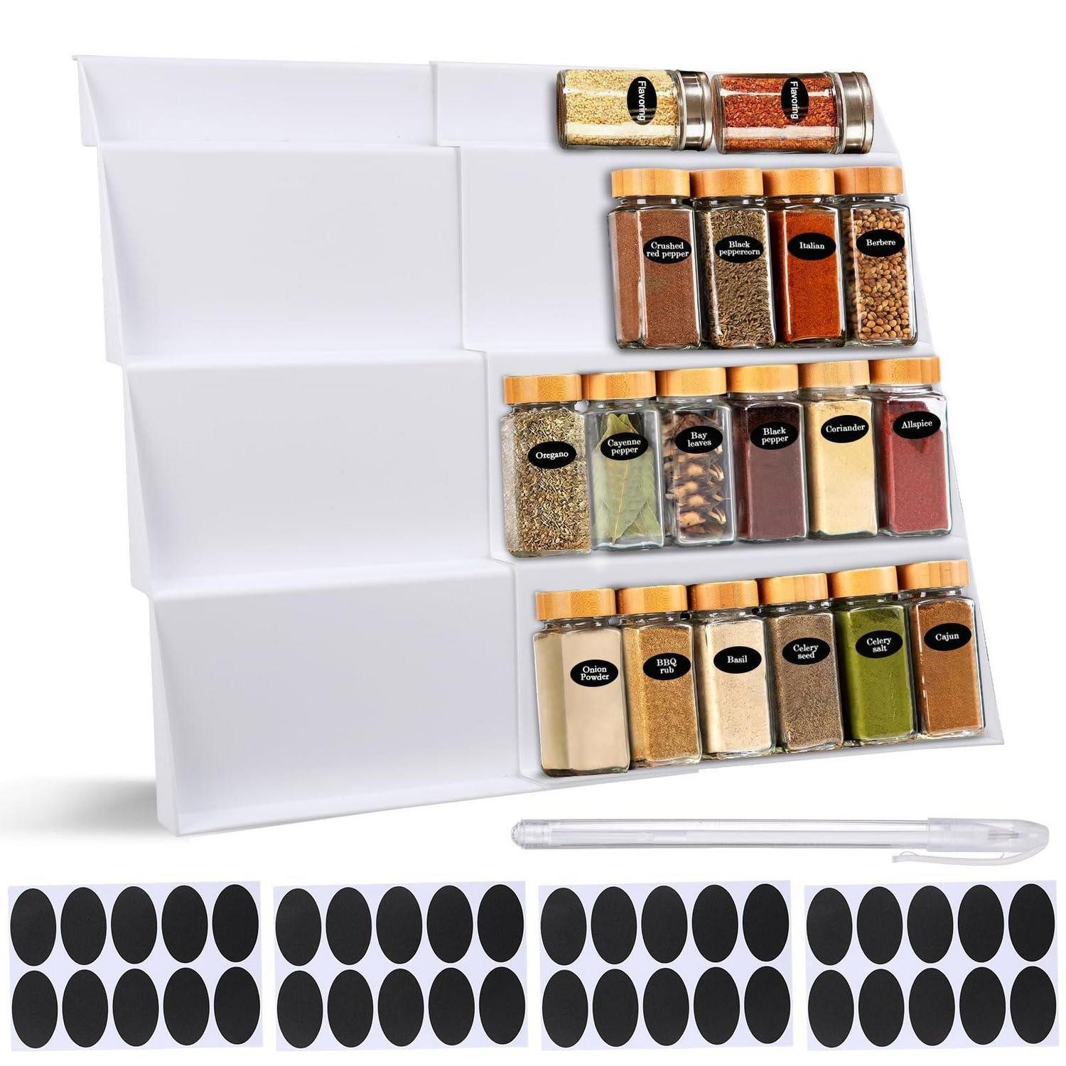 LuxusKollektion Gewürzregal Gewürzregal Schublade 2Stk ausziehbar 60cm weiß, 2-tlg.