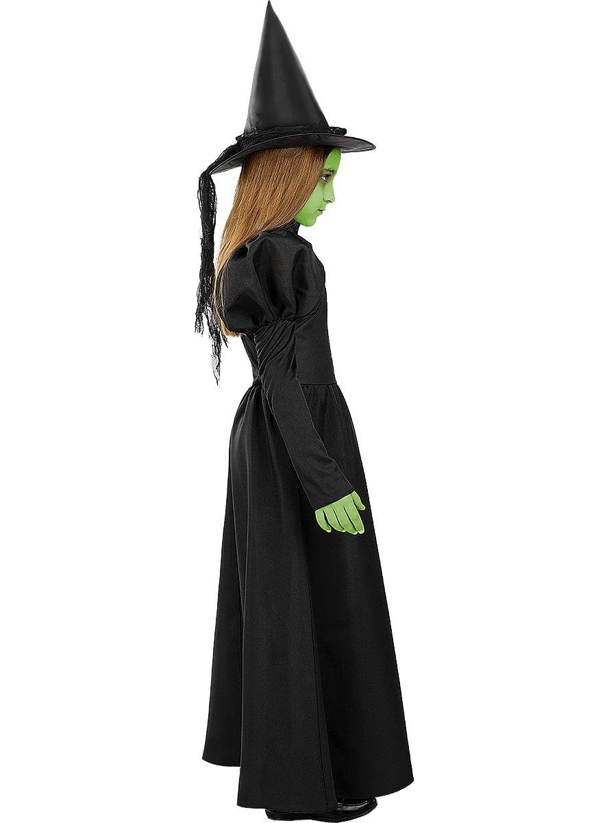 Funidelia Hexen-Kostüm Der Zauberer von Oz – Böse Hexe des Westens Kostüm, Wicked: Bodenlanges Kleid und spitzer Hexenhut