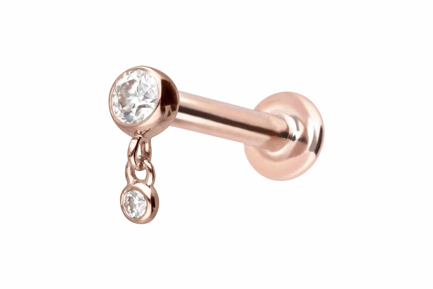 PIERCINGLINE Piercing-Set 14 Karat Gold Labret mit Push Fit 2 MOISSANITE (Labrets, 1-tlg)