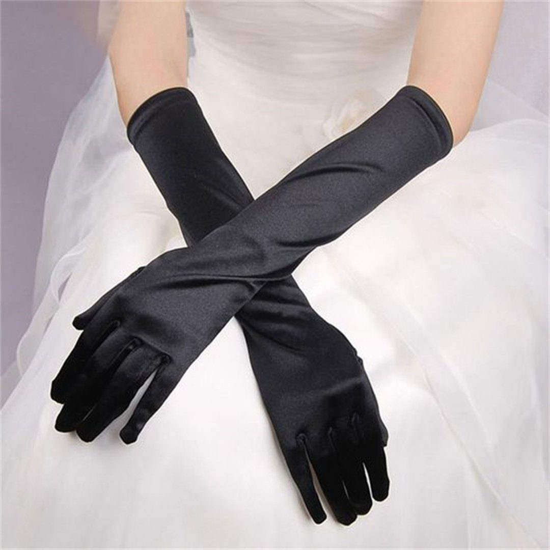 lange Satin-Abendhandschuhe Abendhandschuhe Handschuhe, Kostümzubehör, L.Ru Mittellange cm Etikette-Handschuhe 55 schwarze UG