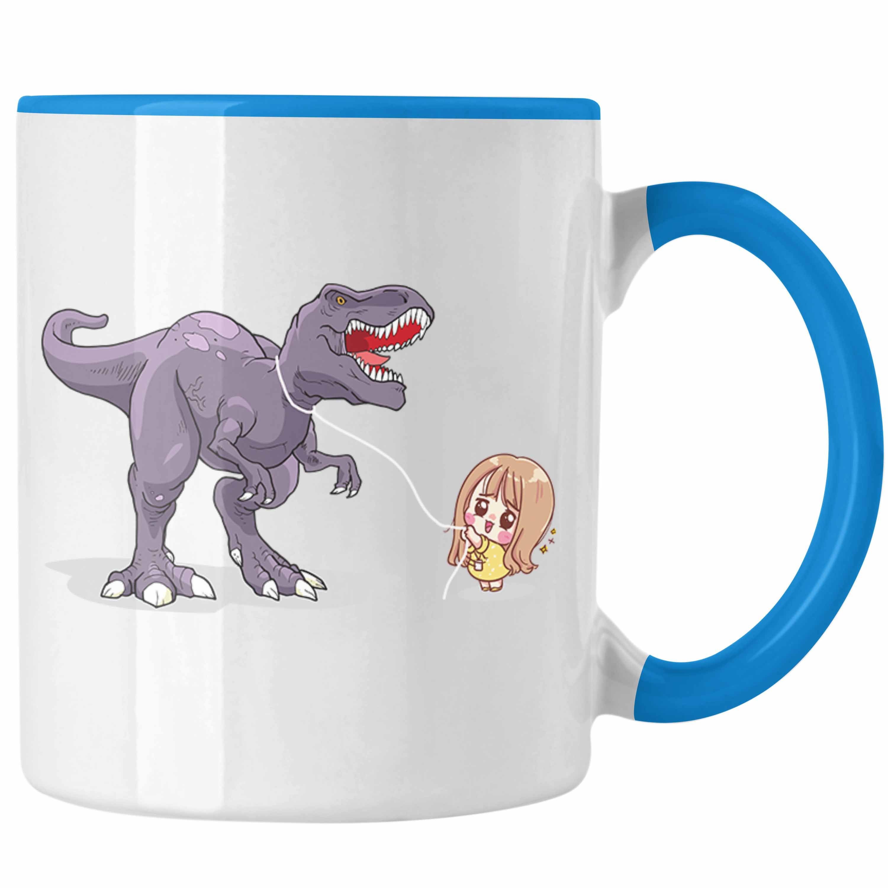 Trendation Tasse Trendation - Coole Tasse für Dinofans Dinosaurier Geschenkidee Mädchen Geschenke Lustig Blau