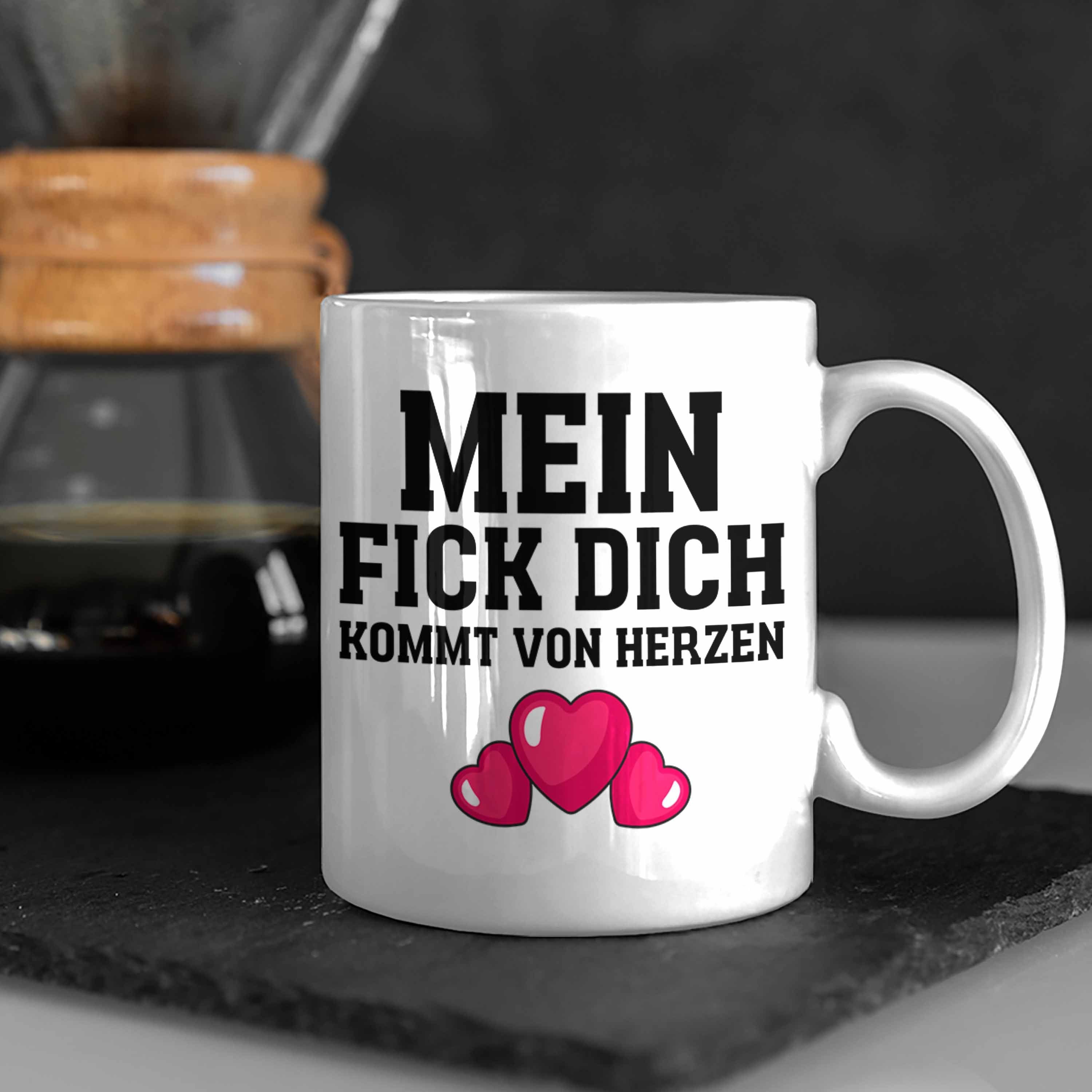 Trendation Weiss Kaffeetasse - Herzen Kommt Mein Spruch Dich Kollege Witzige Kollegin F mit Büro Tasse Tasse Von Trendation Lustige