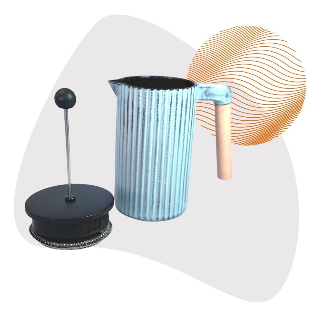 JA-UNENDLICH French Press Kanne, innen emailliert