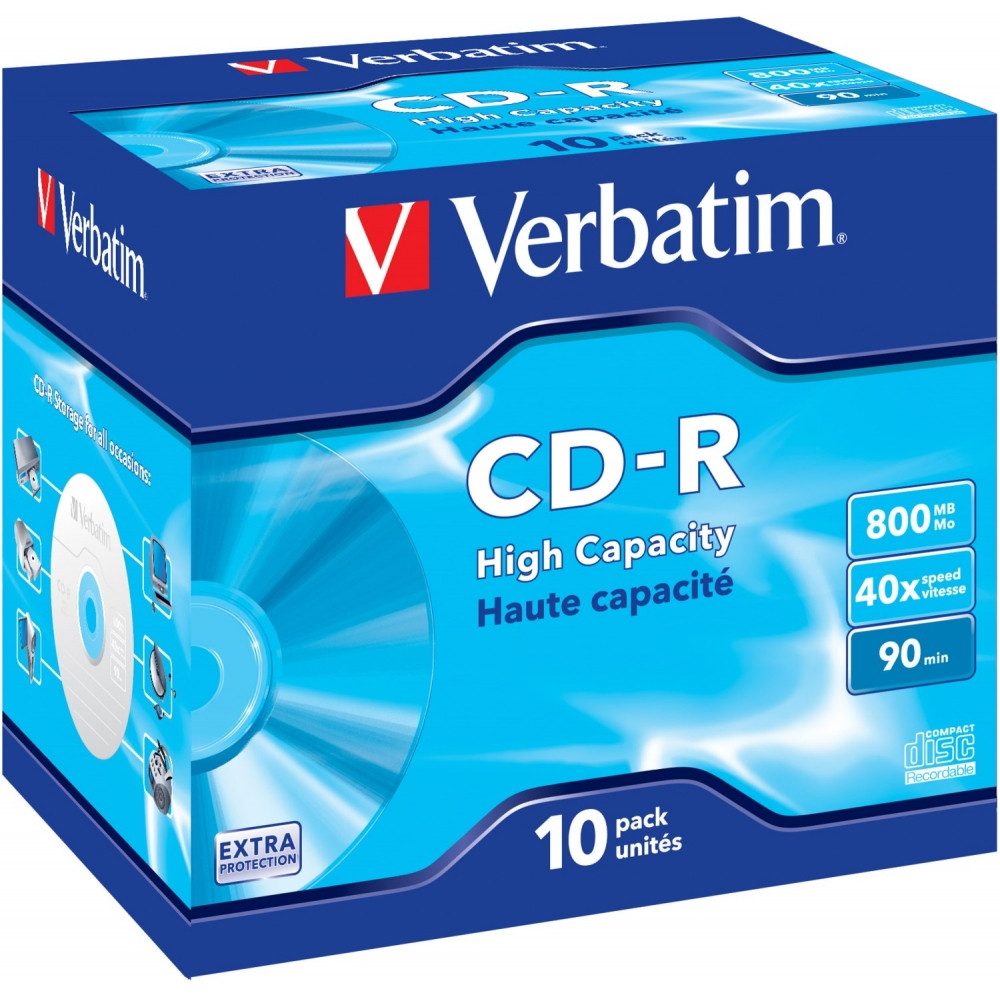 Verbatim CD-Rohling Verbatim CD-R 40x 800MB 10er Jewel Case Rohlinge.