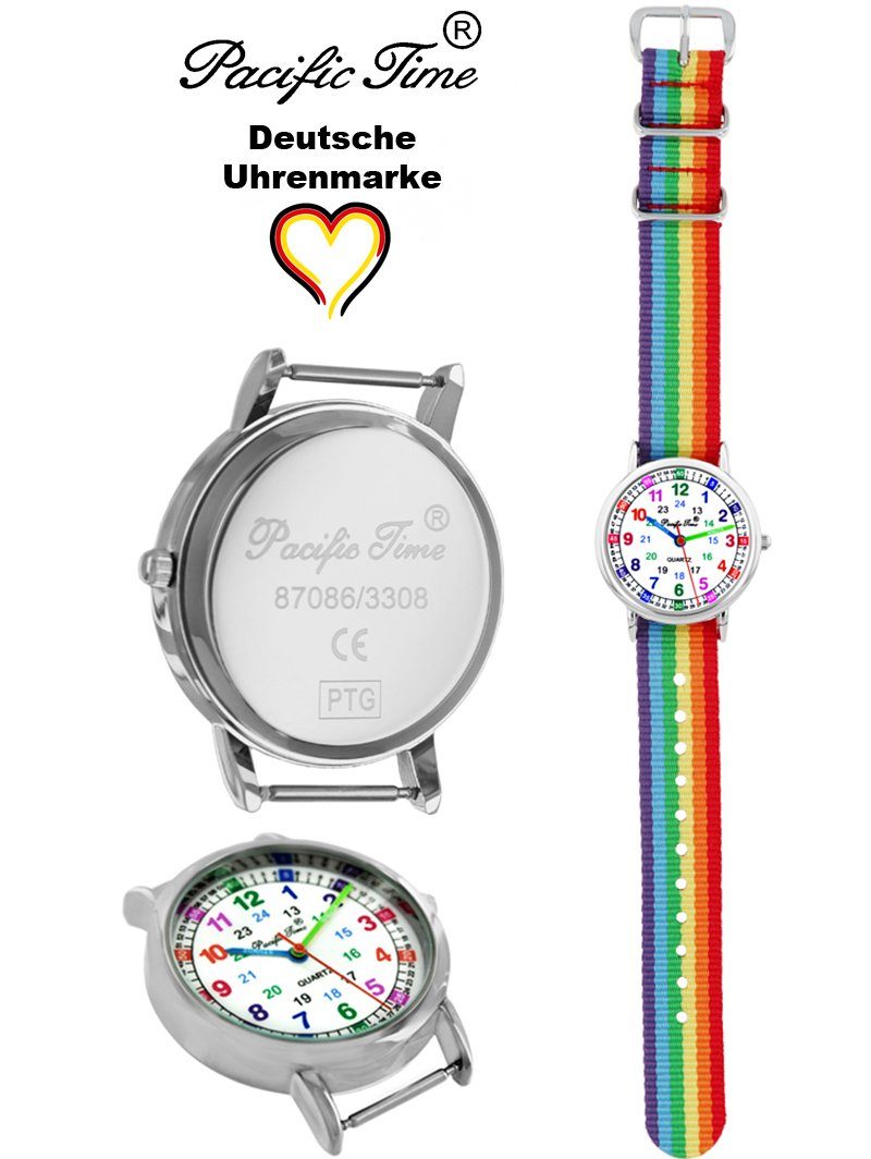 Quarzuhr und Mix Gratis Wechselarmband, Kinder Lernuhr Time Match Design Versand - Armbanduhr Regenbogen Pacific