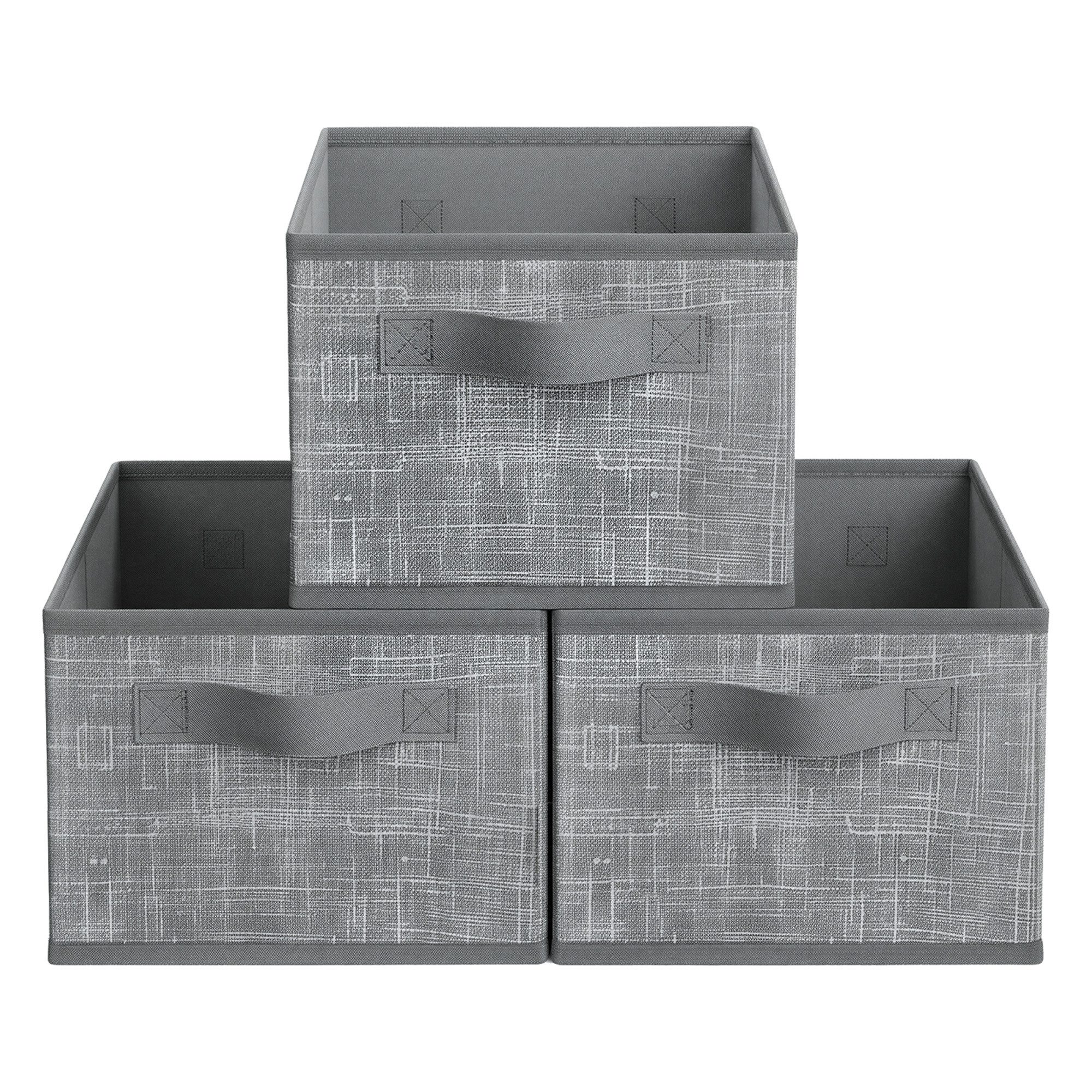 SONGMICS Aufbewahrungsbox 3er Set, Stoffboxen, für Kleiderschrank, 2 Griffe, Etikette