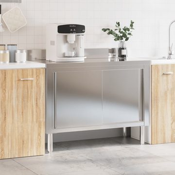 vidaXL Spülenschrank Küchen-Arbeitstisch mit Schiebetüren Edelstahl (1-St)