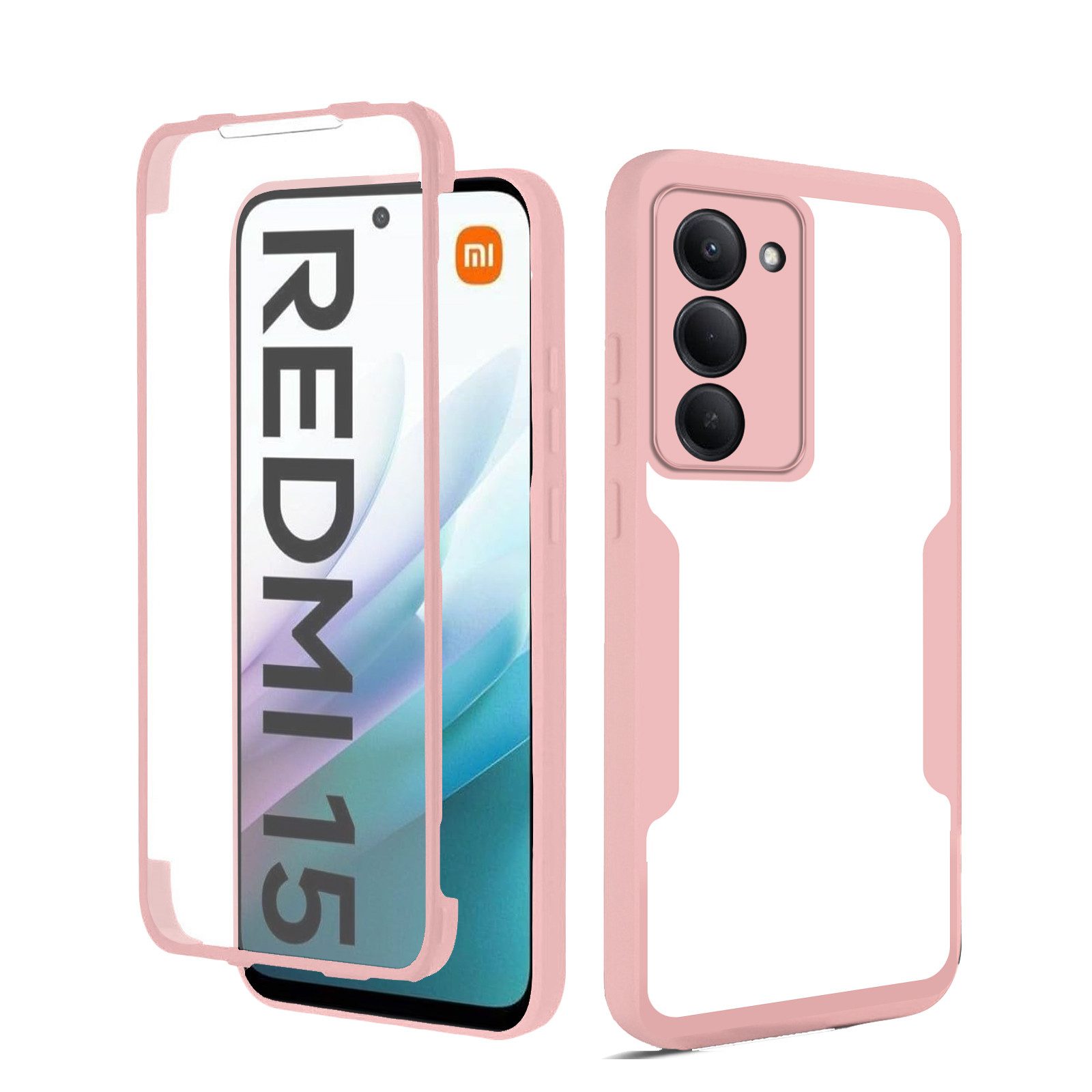 betterfon Handyhülle für Xiaomi Redmi 15 2-teiliges 360° TPU Schutzcase, Vollschutz Case mit integriertem Displayschutz und klarer Sicht
