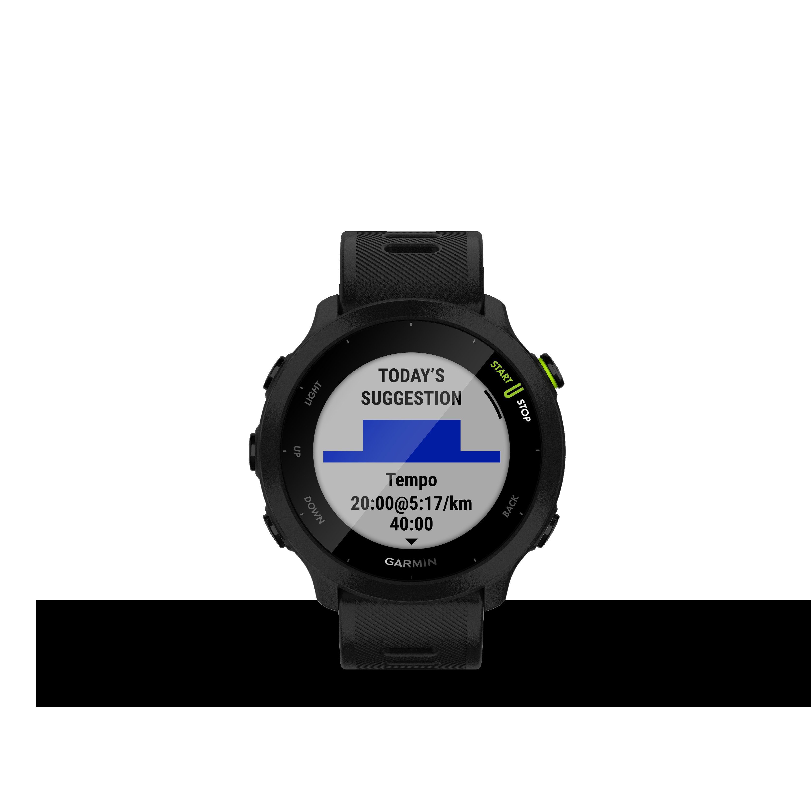 Garmin), GPS-Laufuhr FORERUNNER Smartwatch schwarz (2,64 schwarz Multisport- 55 Garmin | Zoll, cm/1,04