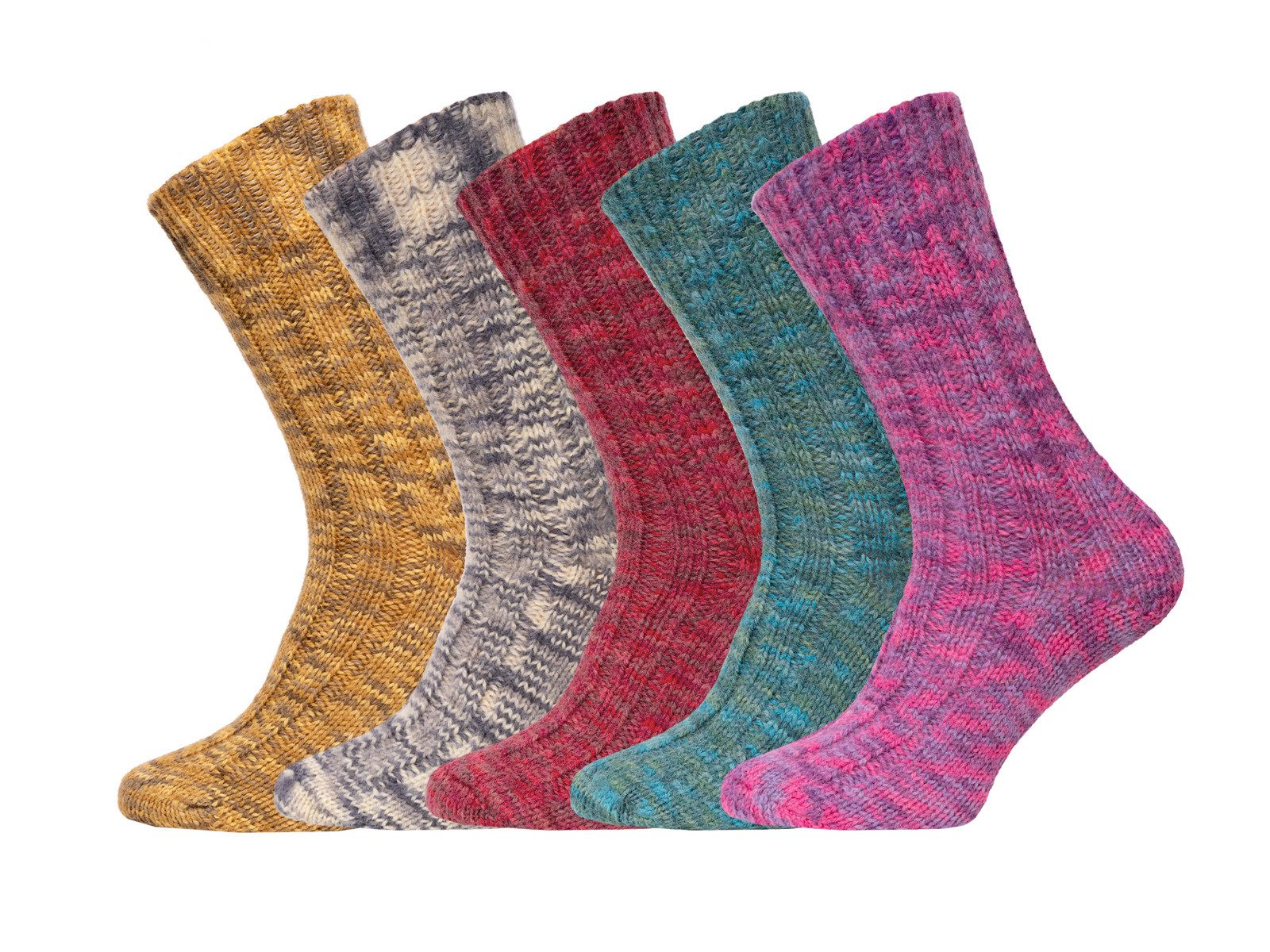 HomeOfSocks Socken 100% Schurwoll Socken Bunt Warm Warm und Dick 100% Schurwolle Handgestrickt-Optik