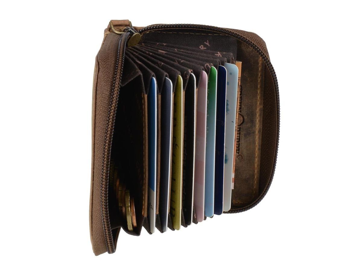 Kartenbörse, Kartenetui, Vintage Geldbörse RFID-Schutz Reißverschluss, braun, mit RFID Greenburry