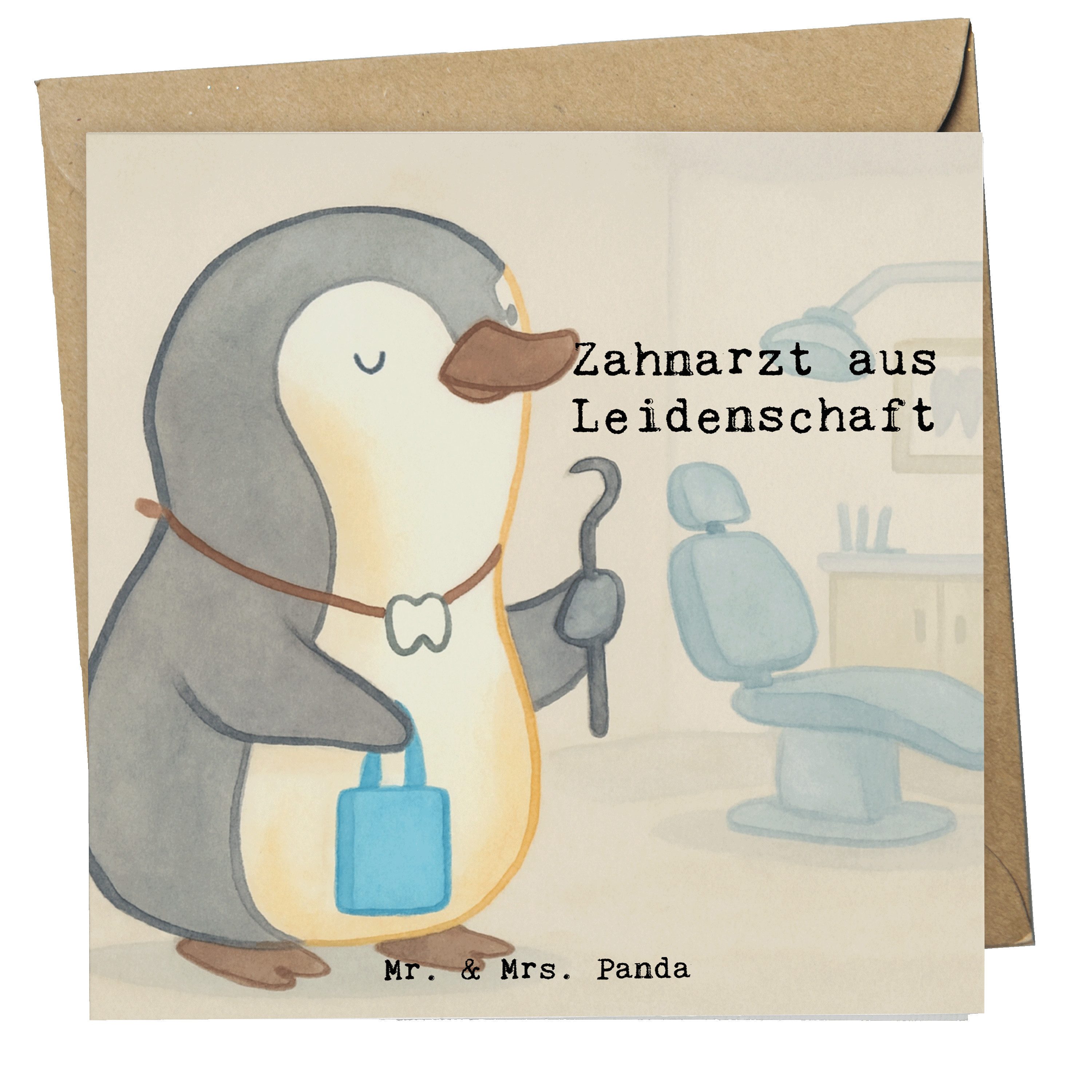 Mr. & Mrs. Panda Grußkarte Zahnarzt Leidenschaft Design, Klappkarte, Weiß, Glückwunschkarte, Kla, doppelkarte Grußkarte Geschenk