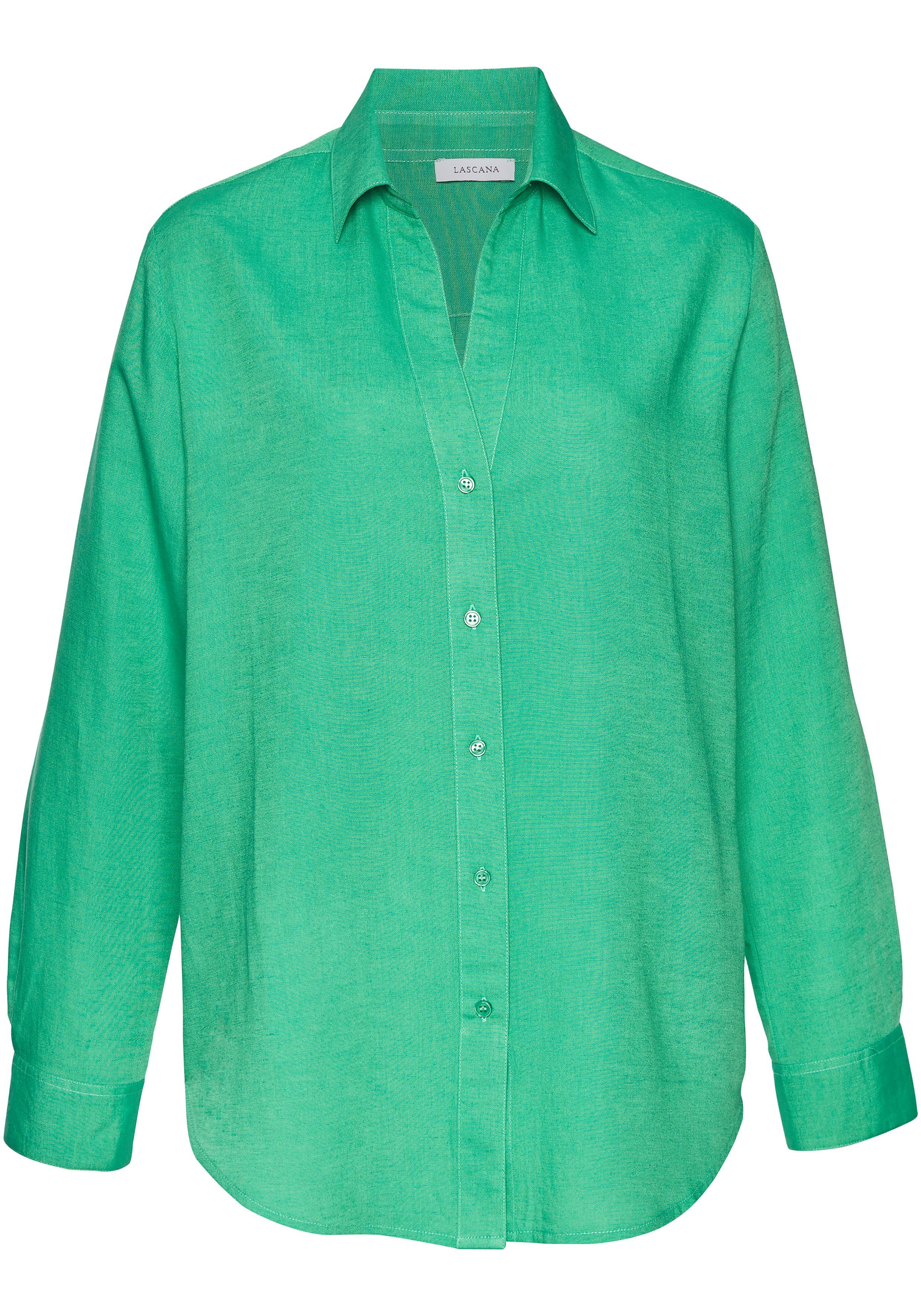 LASCANA Hemdbluse aus Leinenmix, Damenbluse mit Hemdkragen und Knopfleiste. Reduzierter Preis € 29,99. Unverbindliche Preisempfehlung € 39,99