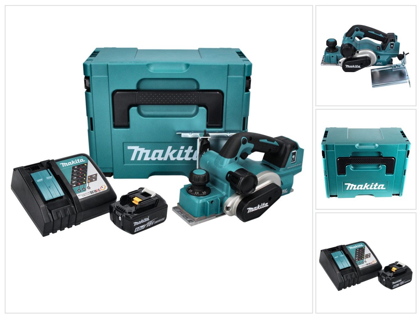 Makita Akku-Falzhobel DKP 181 RG1J Akku Hobel Falzhobel 82 mm 18 V Brushless + 1x Akku 6,0