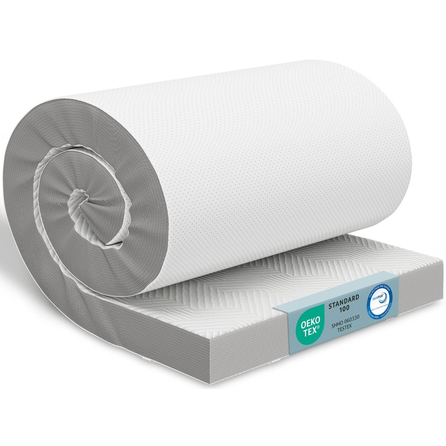 ELONEO, Цилиндр Matratzentopper 90x200, 140x200, 180x200 und weitere Größen, 8 cm hoch, Visco, für Hausstauballergiker, schadstoffgeprüft, waschbar