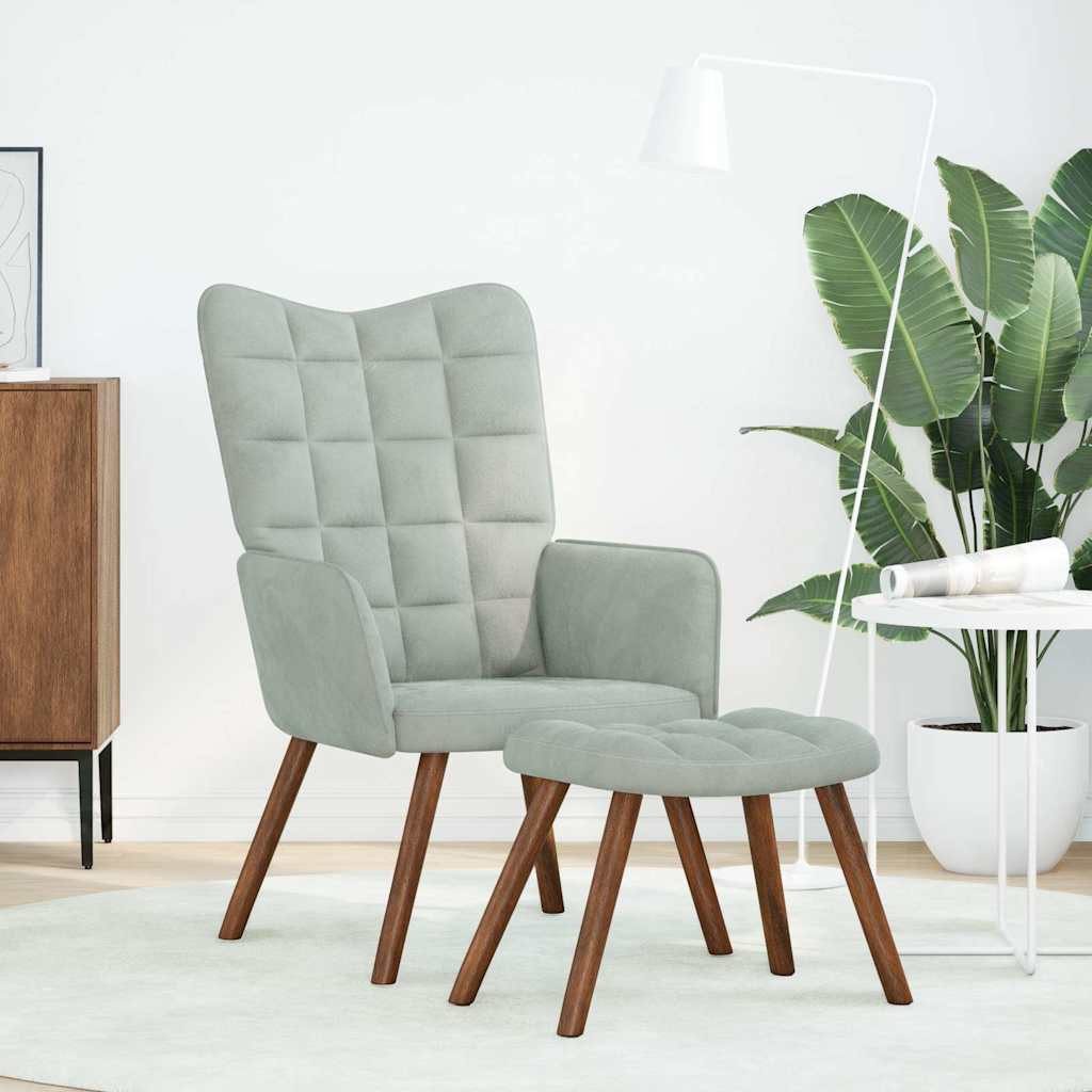 vidaXL Sessel Relaxsessel mit Hocker Hellgrau günstig online kaufen