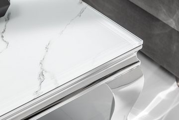 riess-ambiente Couchtisch MODERN BAROCK 100cm grau / weiß, Wohnzimmer · Marmor-Optik · Glasplatte · Edelstahl · eckig