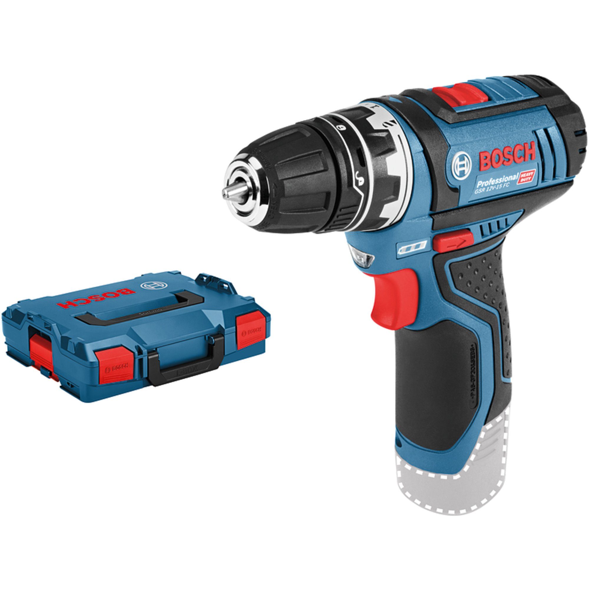 Bosch Professional Akku-Bohrschrauber Bosch Professional Akku-Bohrschrauber GSR 12V-15, 12 V V, (2x Li-Ionen Akku 2,0Ah, in L-BOXX)