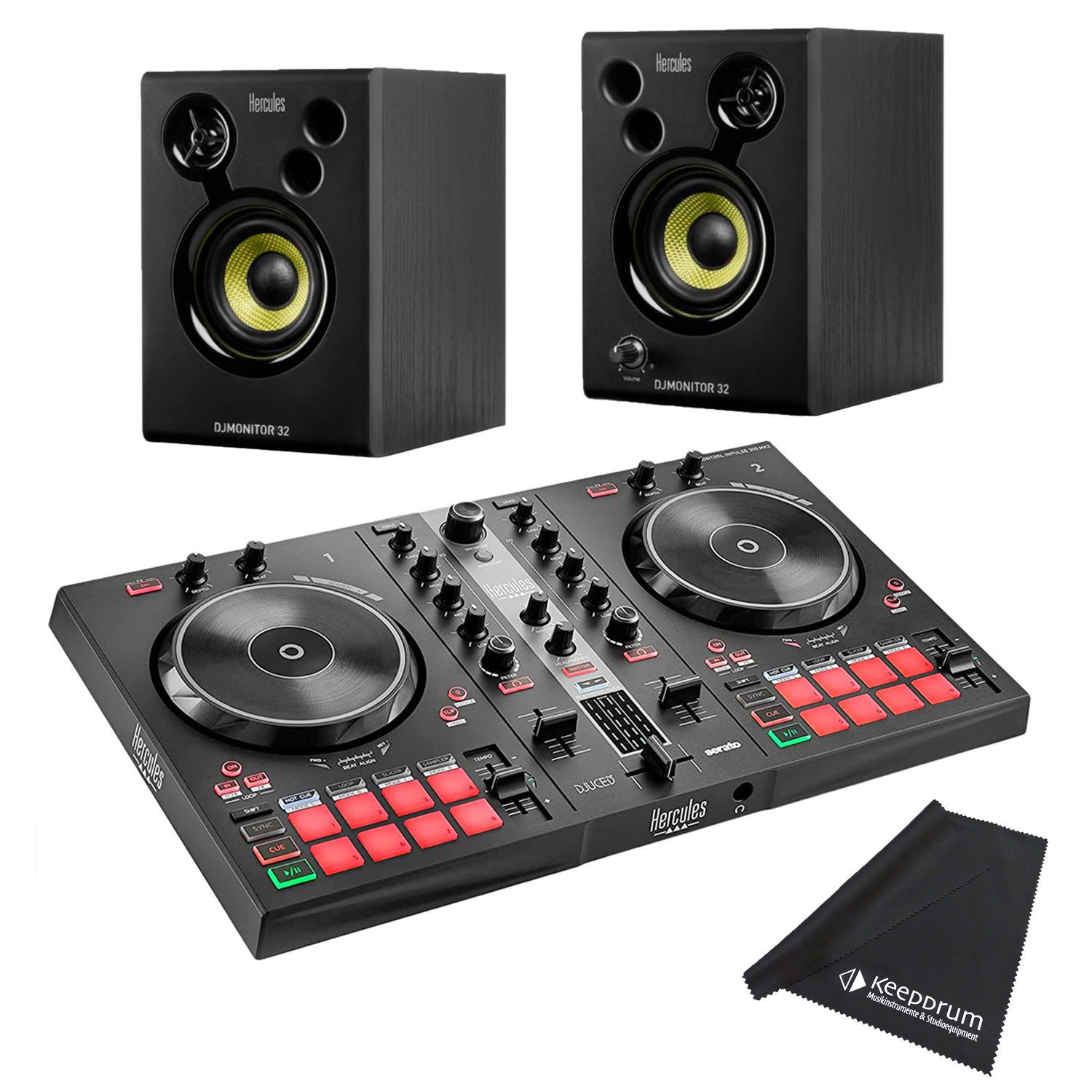 DJ Controller Hercules Inpulse 300 MK2 DJ Controller mit DJMonitor 32 Boxen