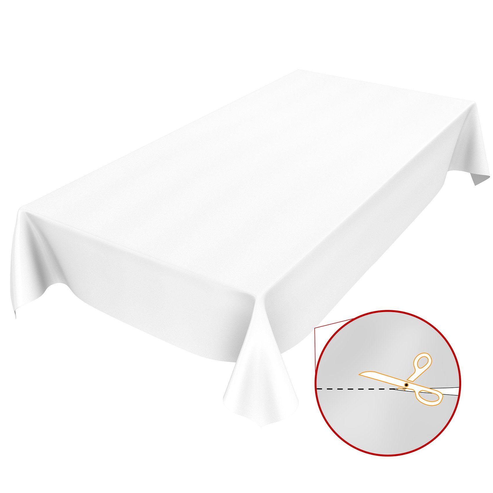ANRO Tischdecke Tischdecke Wachstuch Glatt Breite Robust 140, Wasserabweisend Einfarbig Weiß