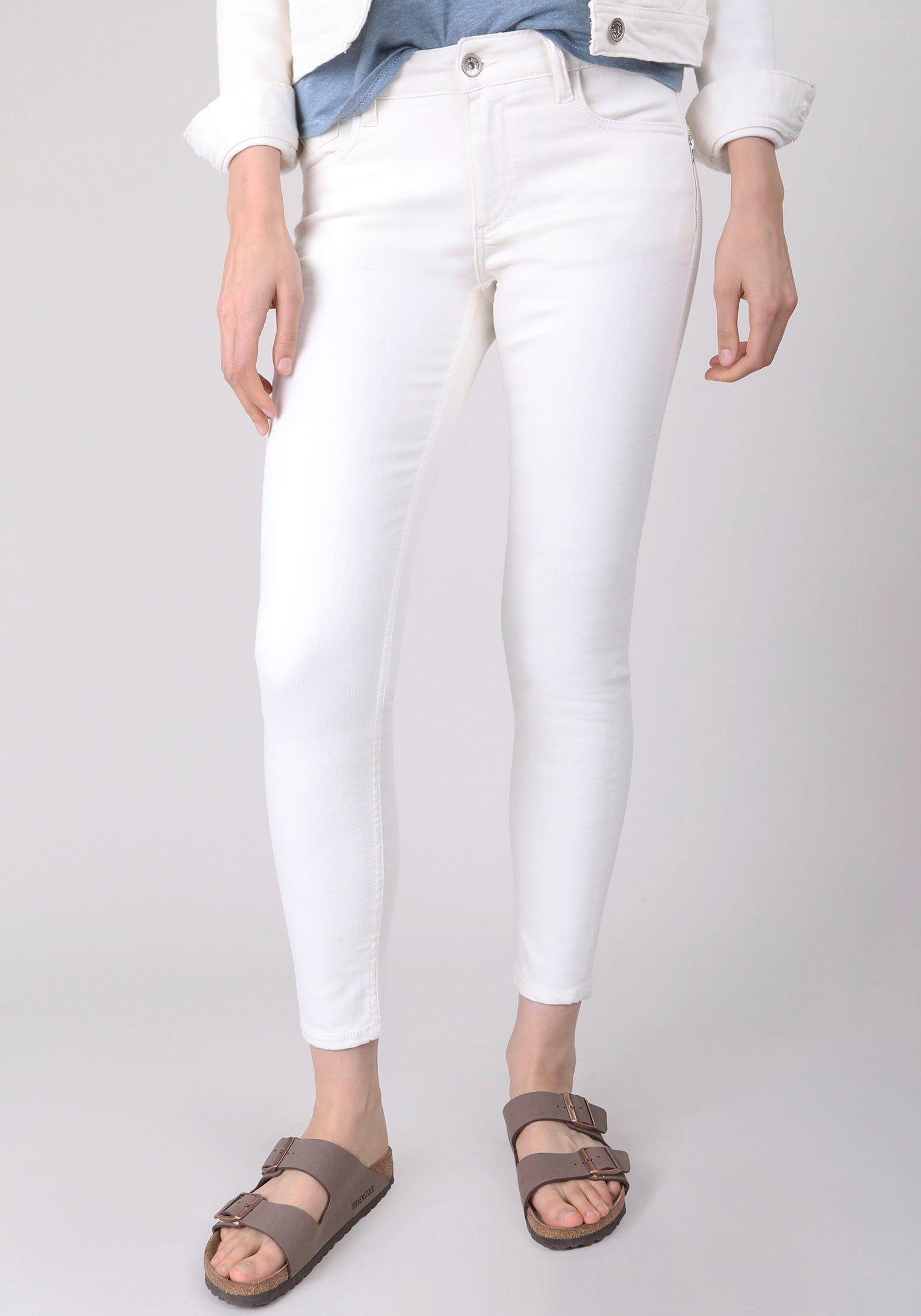 CHLOE Reißverschluß-Detail Skinny-fit-Jeans an mit Eingrifftasche der FIRE BLUE offwhite