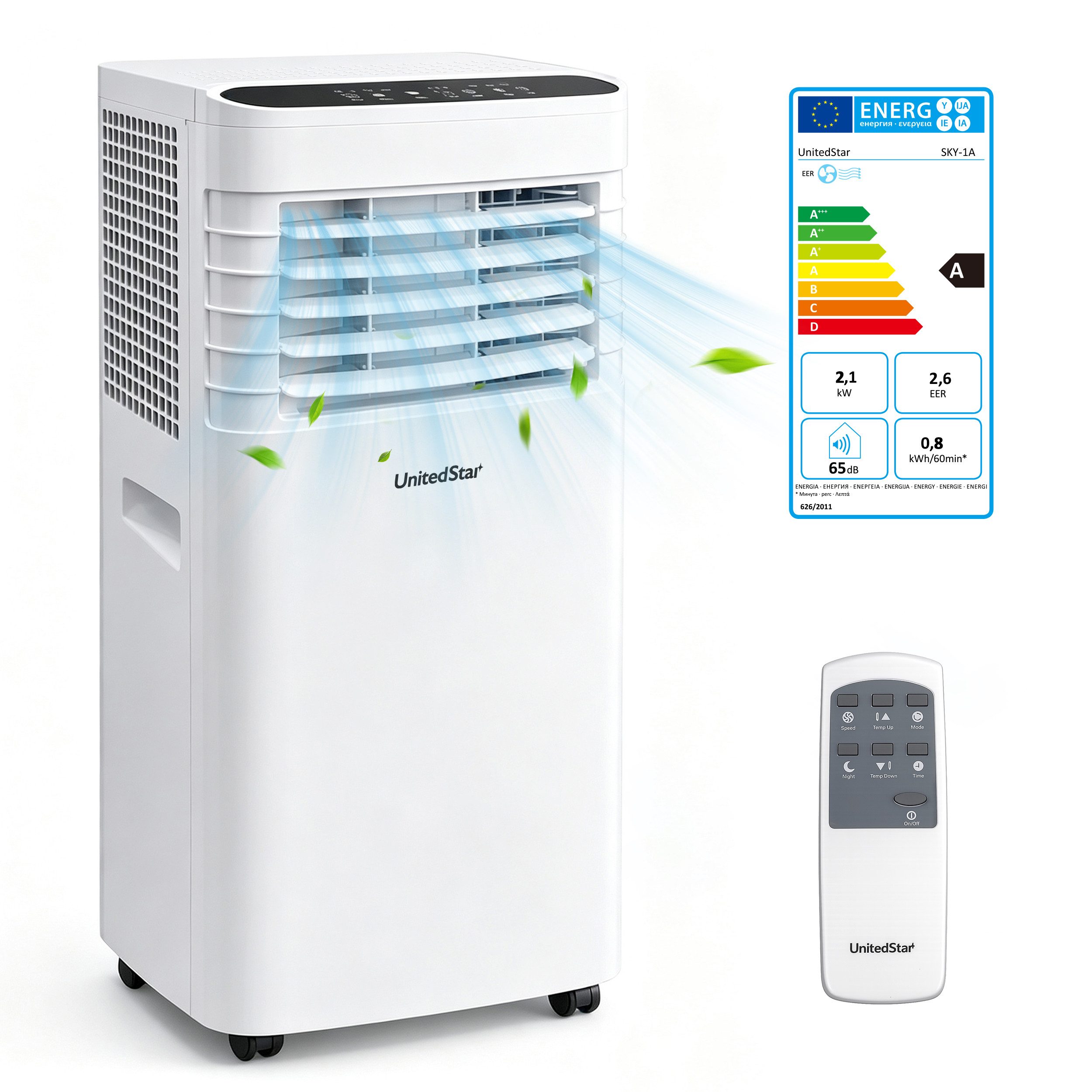 WHEELYOU 3-in-1-Klimagerät 7000 BTU, Mobile Klimaanlage für Räume bis 25 m², Klimaanlage für Wohnung – schnelle Abkühlung an heißen Sommertagen