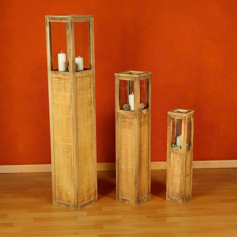 Mucola Windlicht »Windlichter Säulen Laterne Set 3 tlg in Braun aus Holz  Rustica Kerze Holzlaterne Kerzenhalter Teelichthalter Deko« (Stück, 3)  online kaufen | OTTO