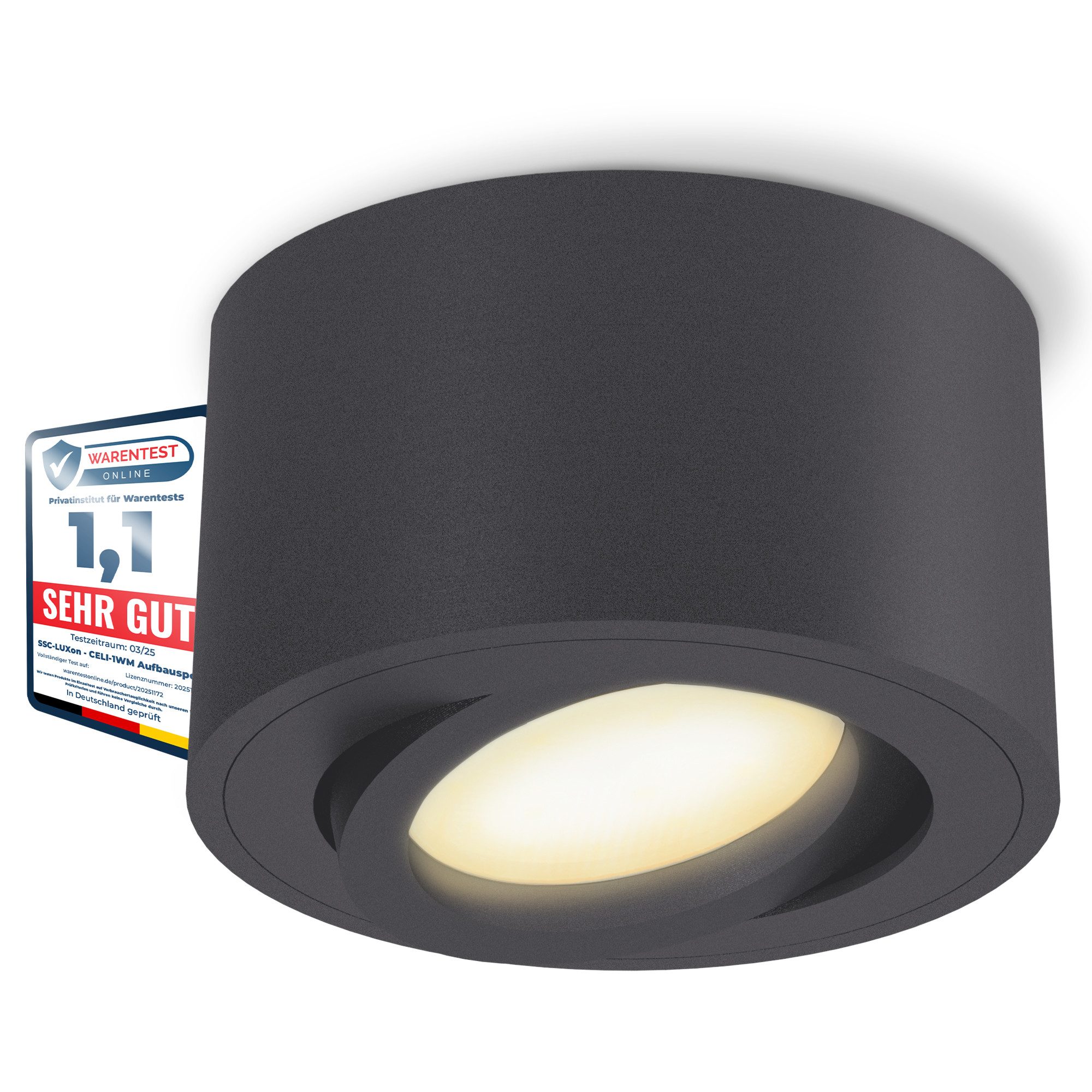 SSC-LUXon LED Накладной прожектор CELI-1N Aufbauspot flach schwenkbar in anthrazit mit LED Modul dimmbar, Warmweiß