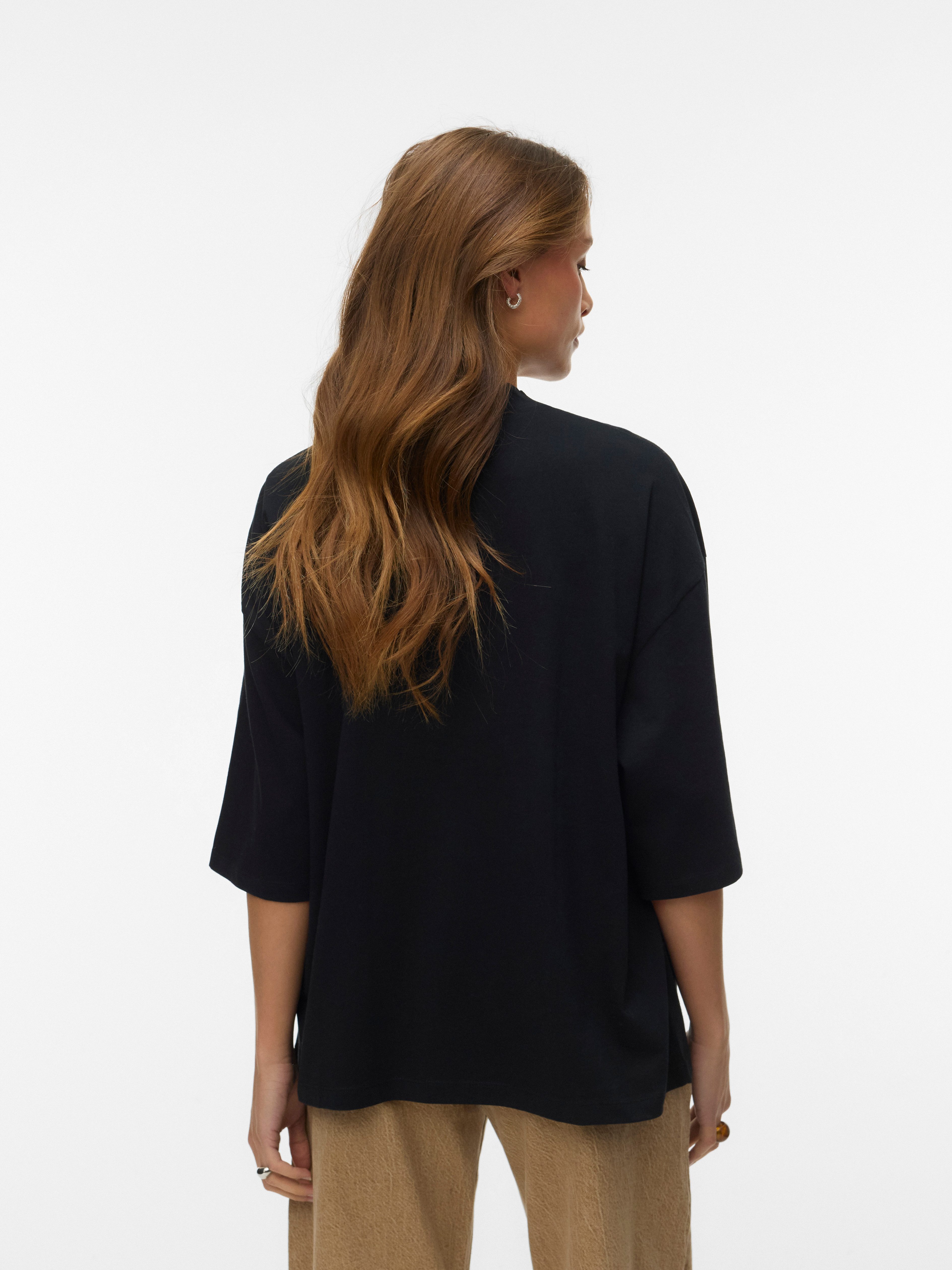 Vero Moda Kurzarmshirt VMMOLLY 3/4 TOP JRS NOOS Baumwolle, loose fit
