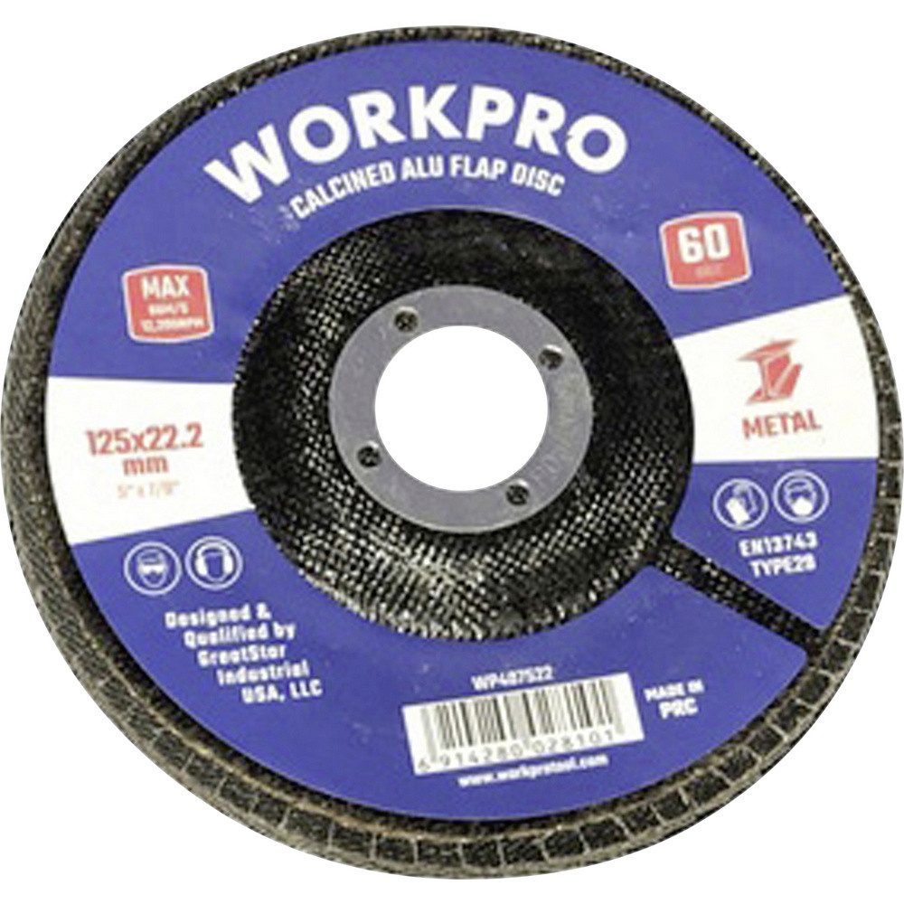 WorkPro Schleifscheibe WorkPro WP407522 Fächerschleifscheibe Durchmesser 125 mm Bohrungs-Ø 22