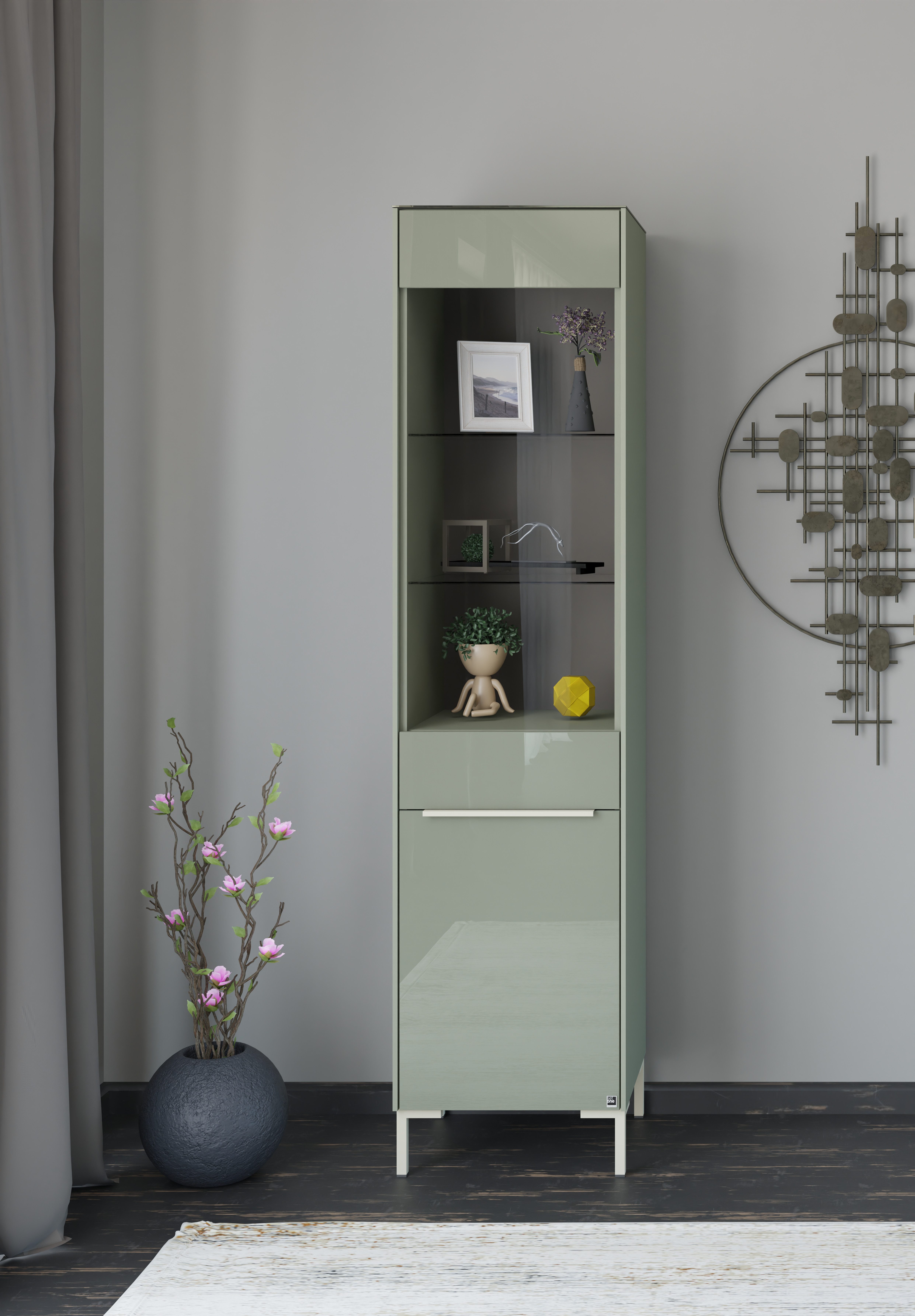 set one by Musterring Standvitrine Reno (1-St) Mit Winkelfuß in diversen Farben, 199 cm Höhe & Farbauswahl