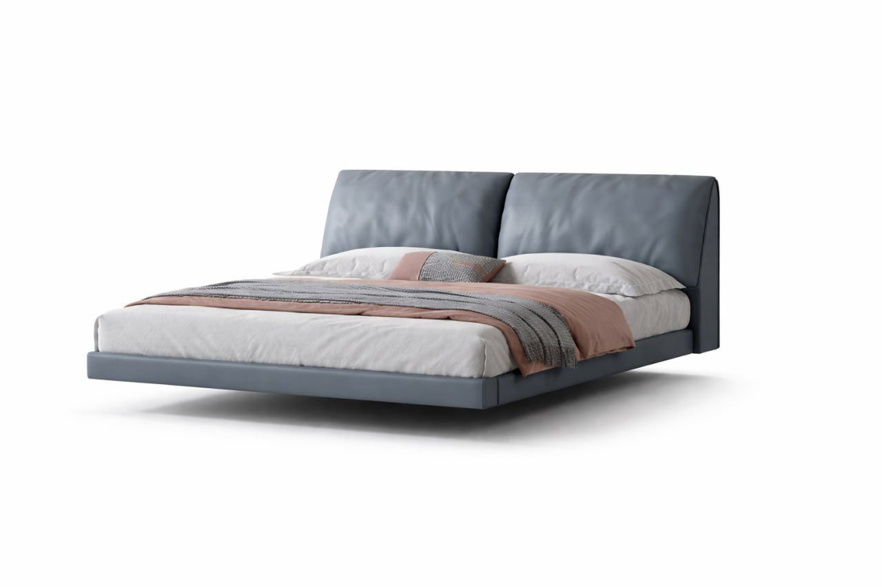 Bett Modernes Designer Schlafzimmer Bett mit Holzgestell Luxus Grau Sofort
