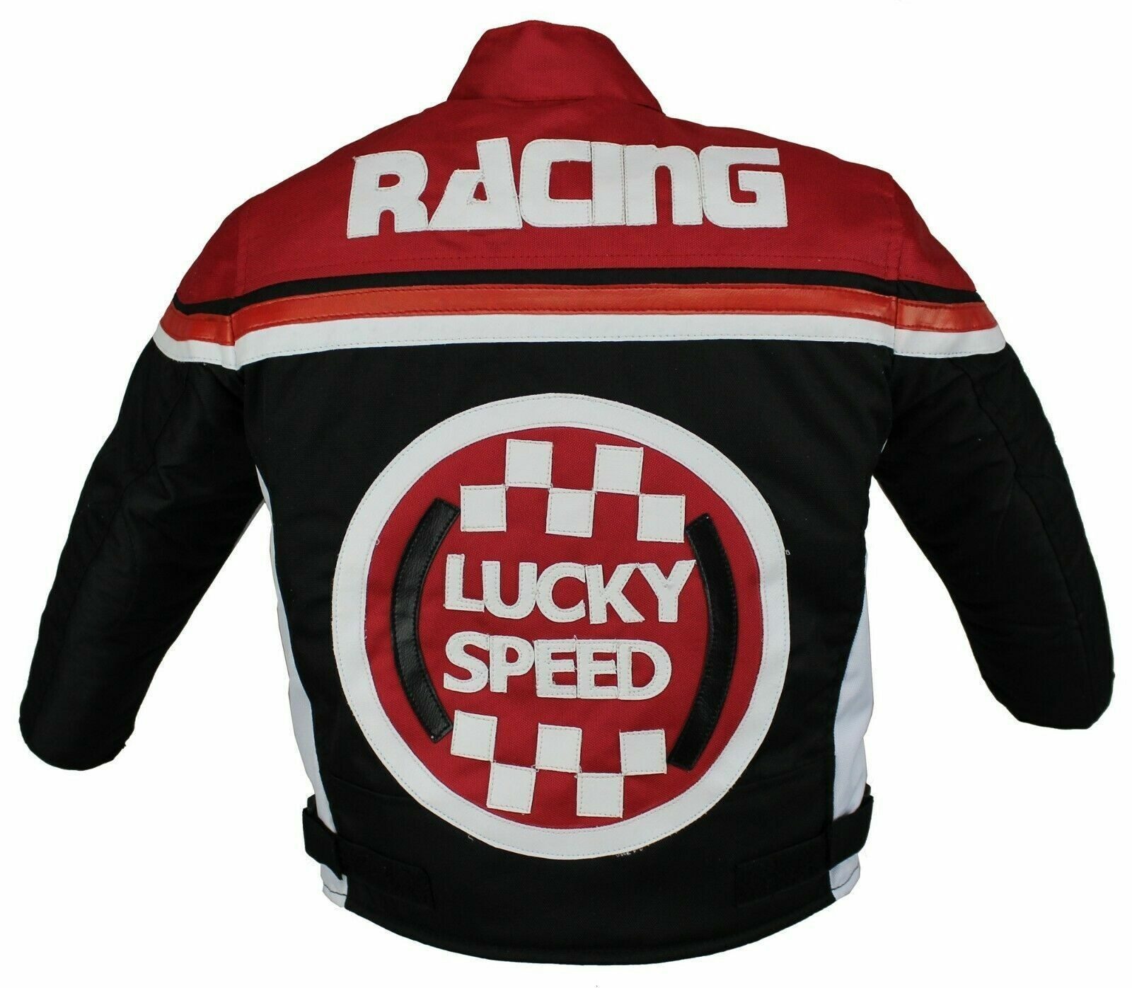 Alpha Speeds Bikerjacke - Kinder Lucky Speed Racing-/Freizeit – Kinderjacke in Rot/Schwarz Atmungsaktiv & Wasserabweisend & Ideales Geschenk für Ihr Kind