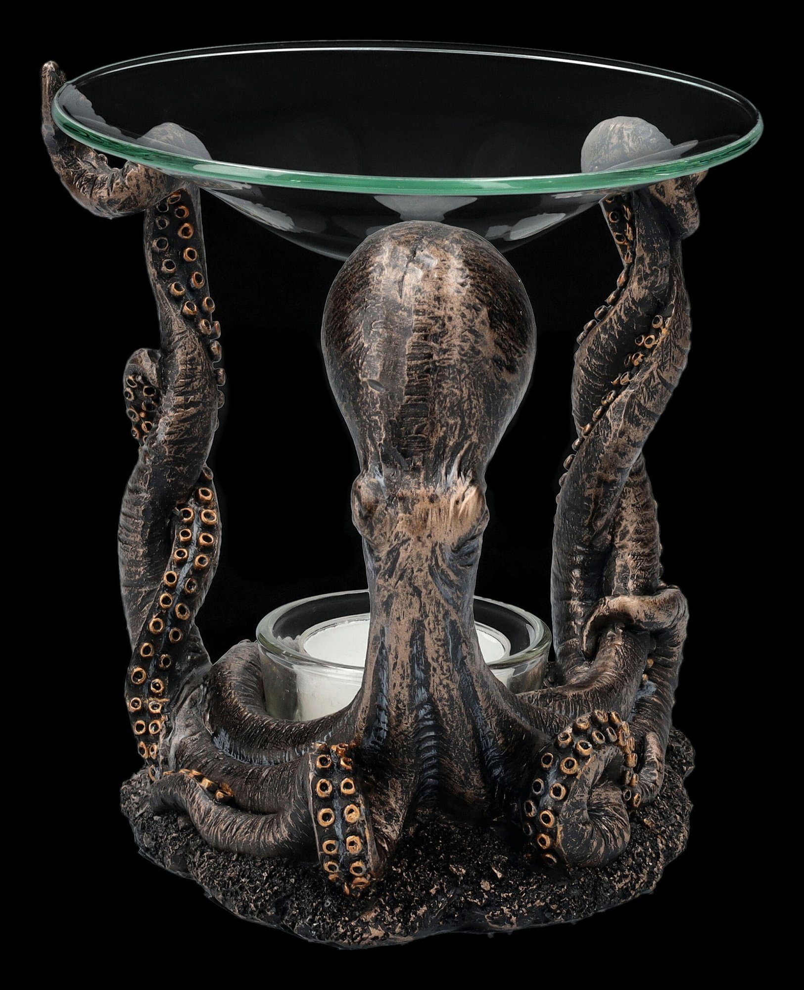 Figuren Shop GmbH Duftlampe Duftlampe - Oktopus mit Glasschale - Dekoration Tierfigur Raumduft