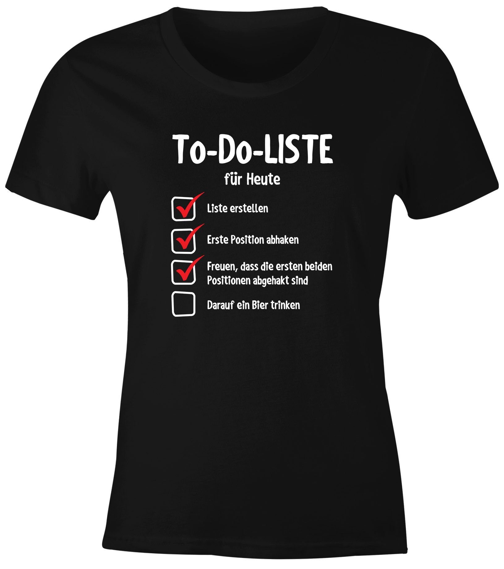Print-Shirt Damen T-Shirt To do Liste für Heute lustiges Spruch Fun-Shirt Moonworks®