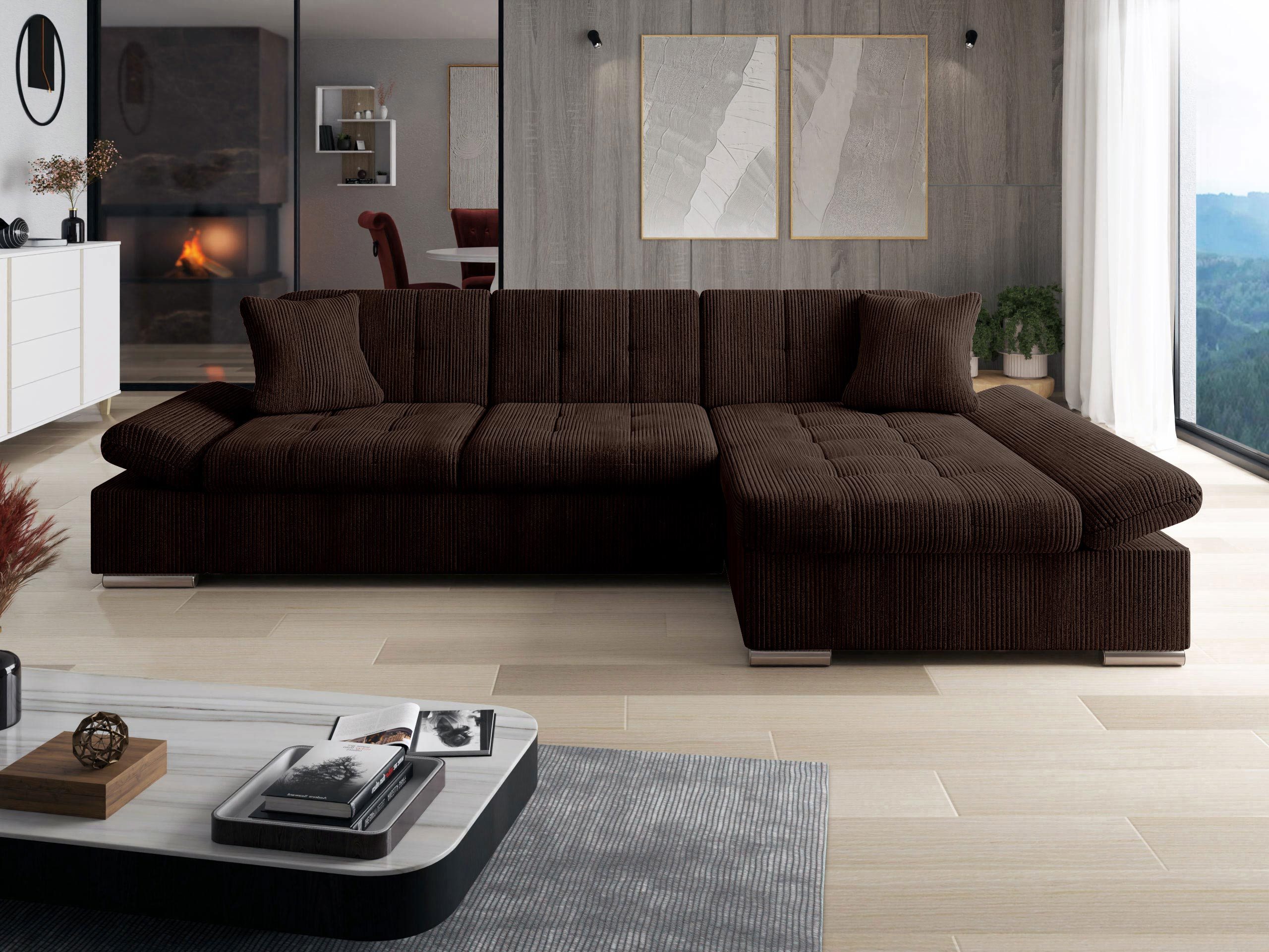 MIRJAN24 Ecksofa Montana Cord, mit Regulierbare Armlehnen, L-Form, 278x161x76 cm
