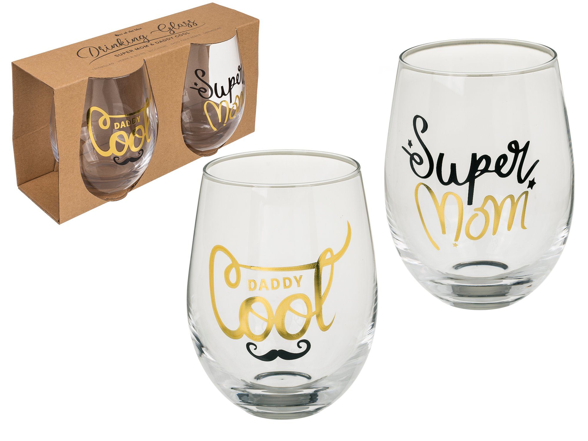 Out of the Blue Tasse Trinkgläser 2er Set Super Mom & Daddy Cool