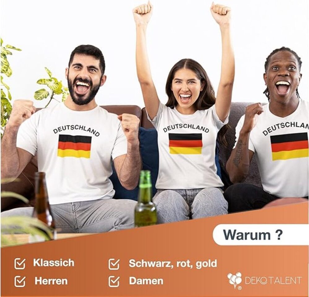 Dekotalent® Fußballtrikot Deutschland Trikot - Gr. XS - T-Shirt - Unisex - weiß Fanartikel EM WM (Packung)
