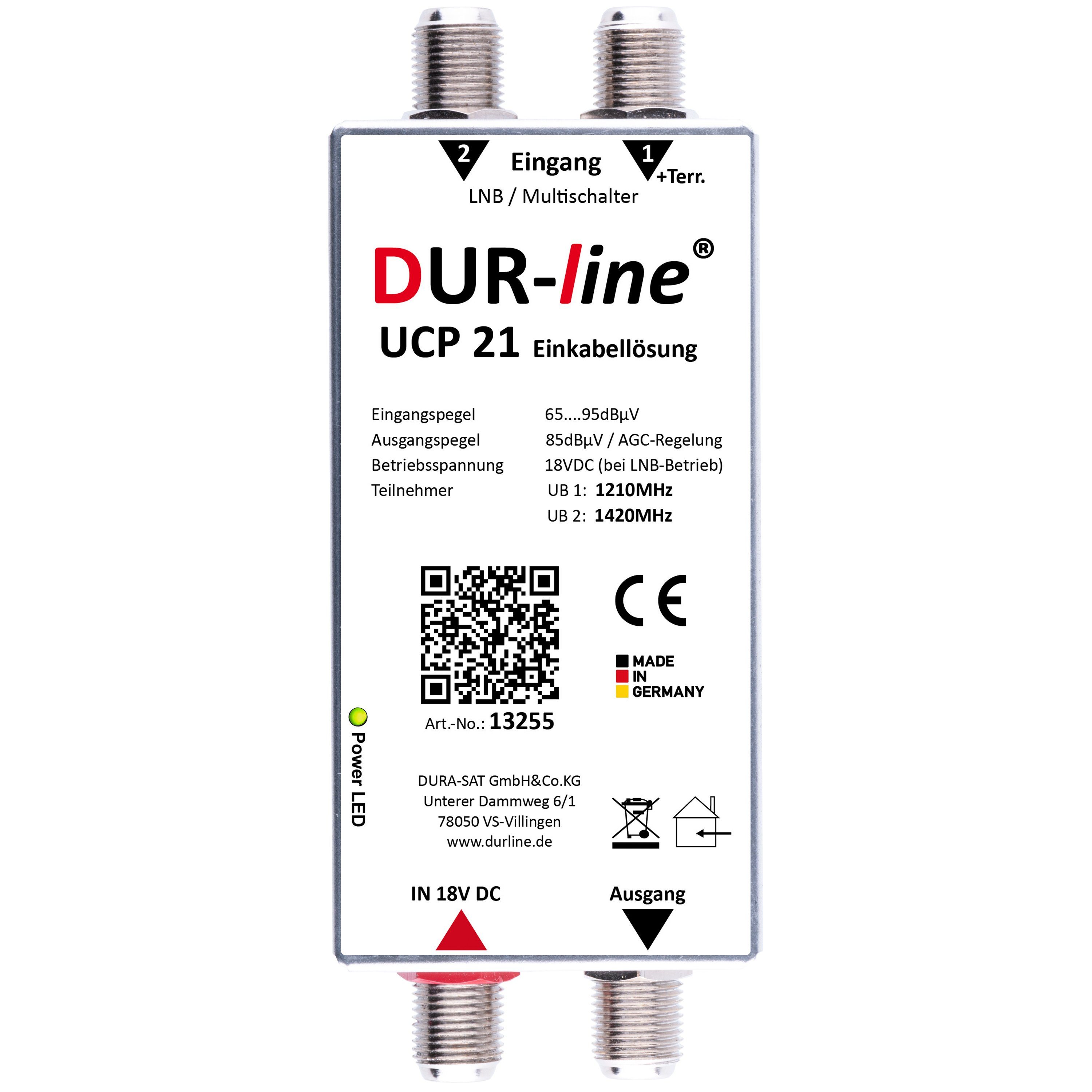 - 21 Einkabellösung DUR-line Set Universal-Quad-LNB UCP DUR-line