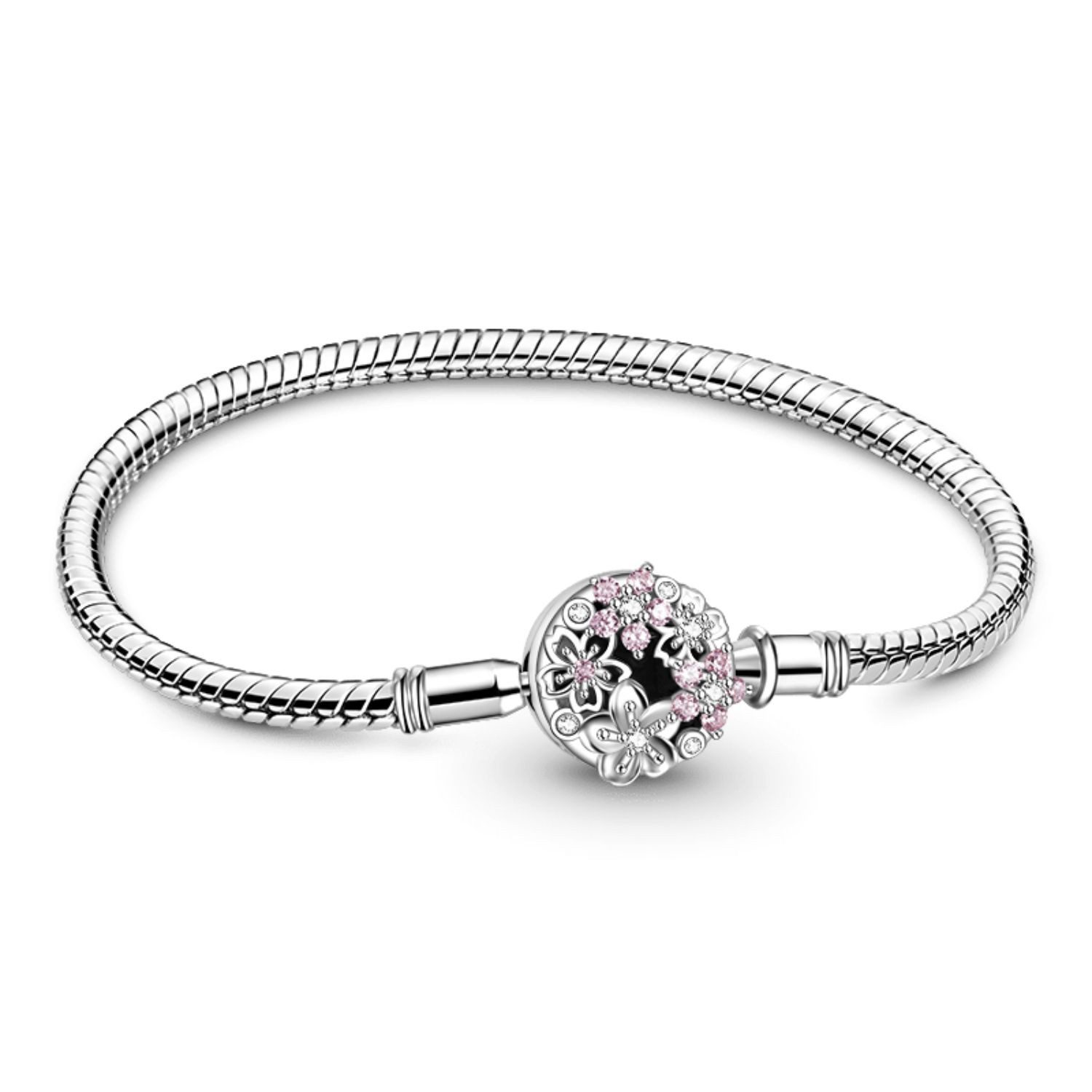 Gnoce Perlenarmband Gnoce Armband rosa Blumen GYB026-20 Edelstahl/Silber