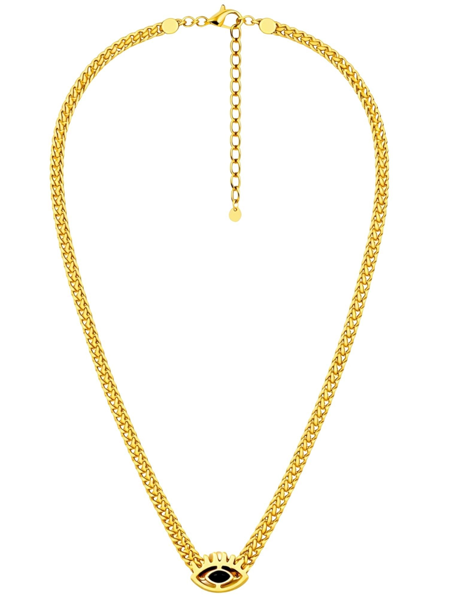 BS Schmuckdesign Gliederkette Halskette Damen doppelte Panzerkette mit Anhänger (inkl. Geschenkbox aus Dänemark), 18K vergoldet, hypoallergen & wasserfest