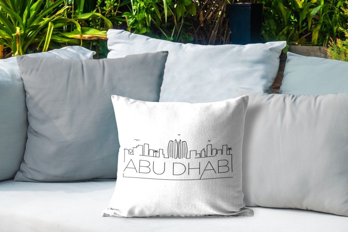 Dekokissenbezug, Outdoor Dekokissen Kissenhülle, Dekokissen, Kissenbezüge, weiß, Dhabi" auf schwarz "Abu Skyline MuchoWow